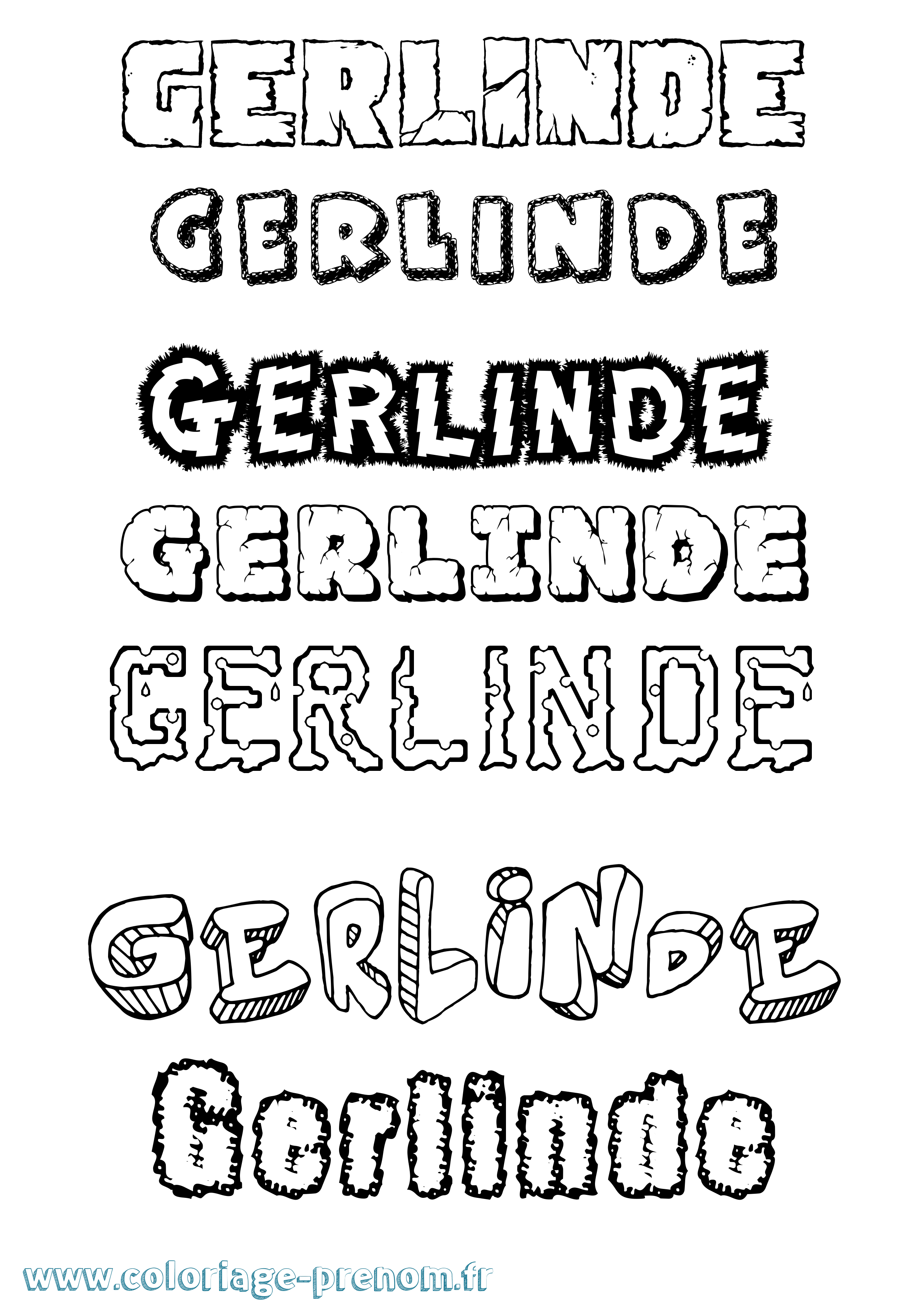 Coloriage Gerlinde Destructuré Coloriage prénom Gerlinde Destructuré