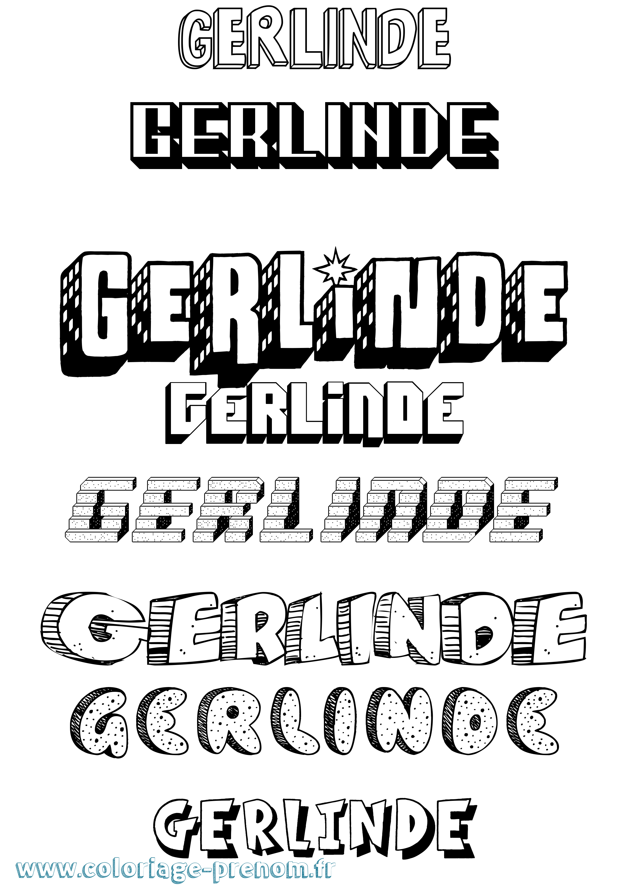 Coloriage Gerlinde Effet 3D Coloriage prénom Gerlinde Effet 3D