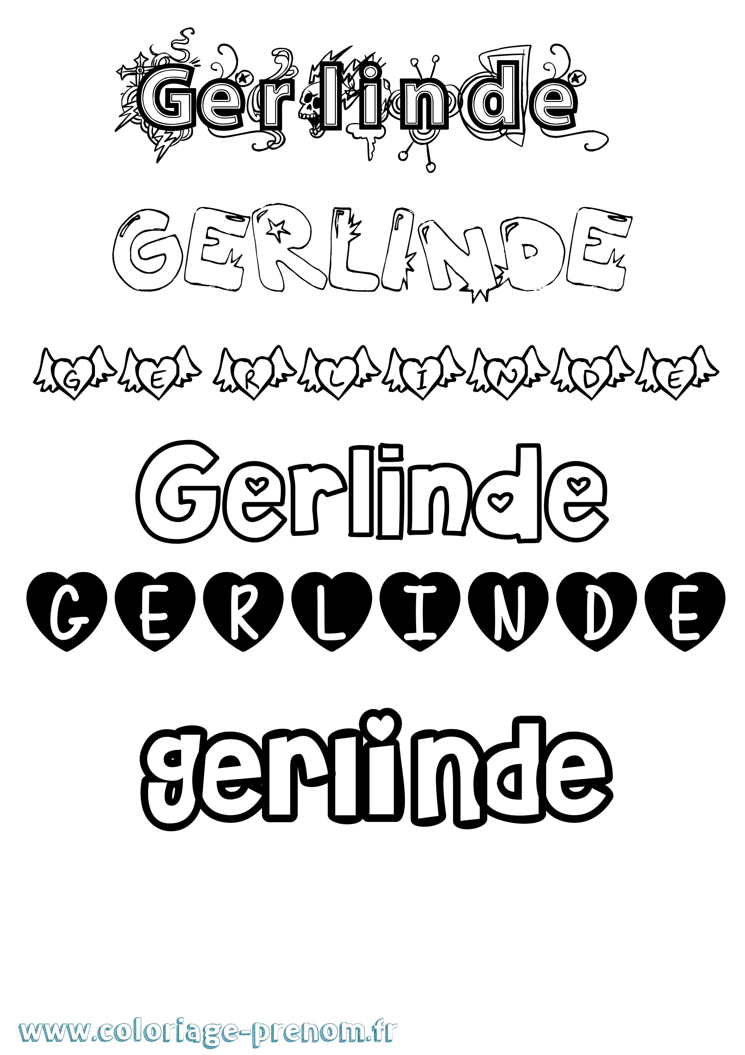Coloriage Gerlinde Girly Coloriage prénom Gerlinde Girly