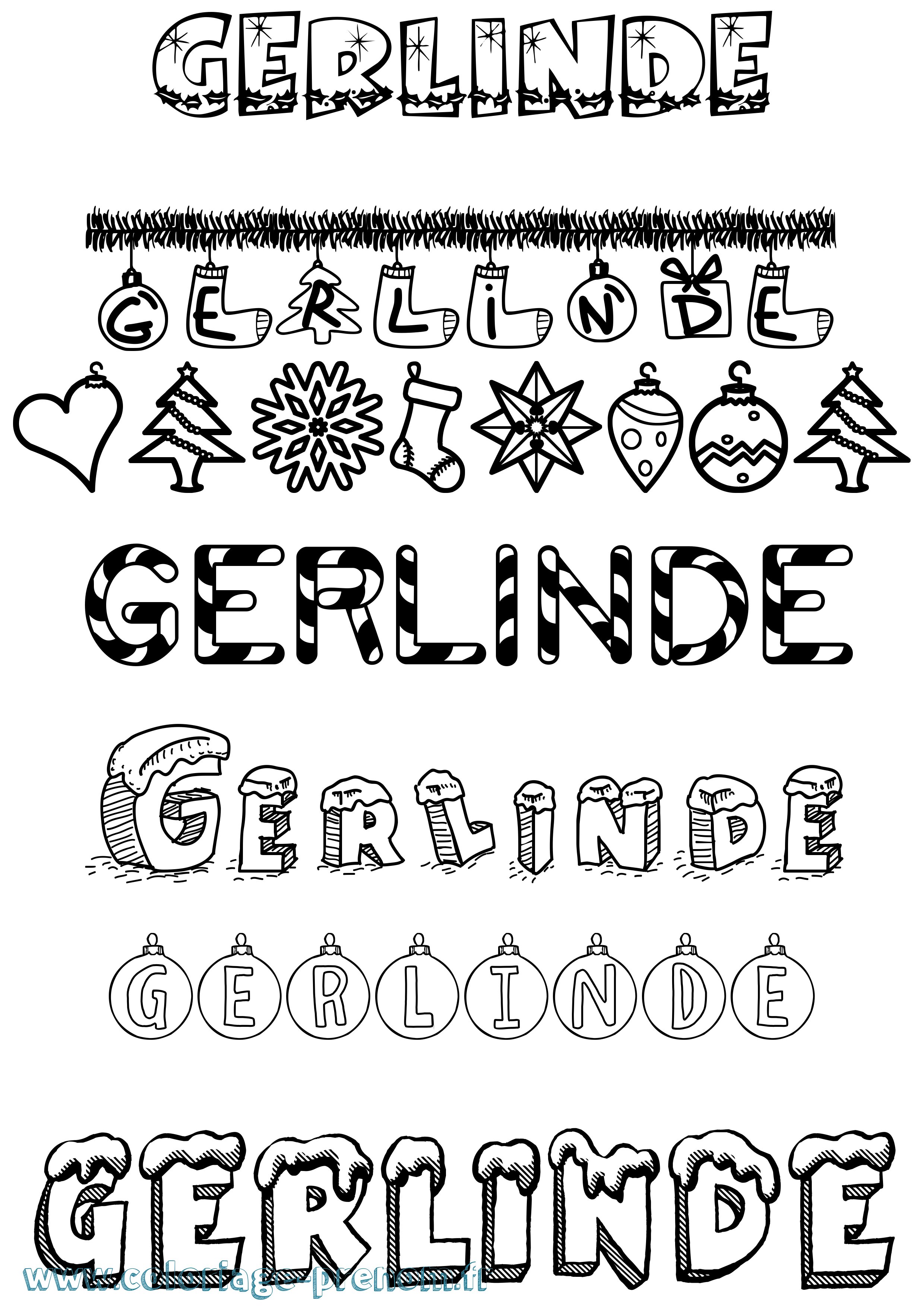 Coloriage Gerlinde Noël Coloriage prénom Gerlinde Noël