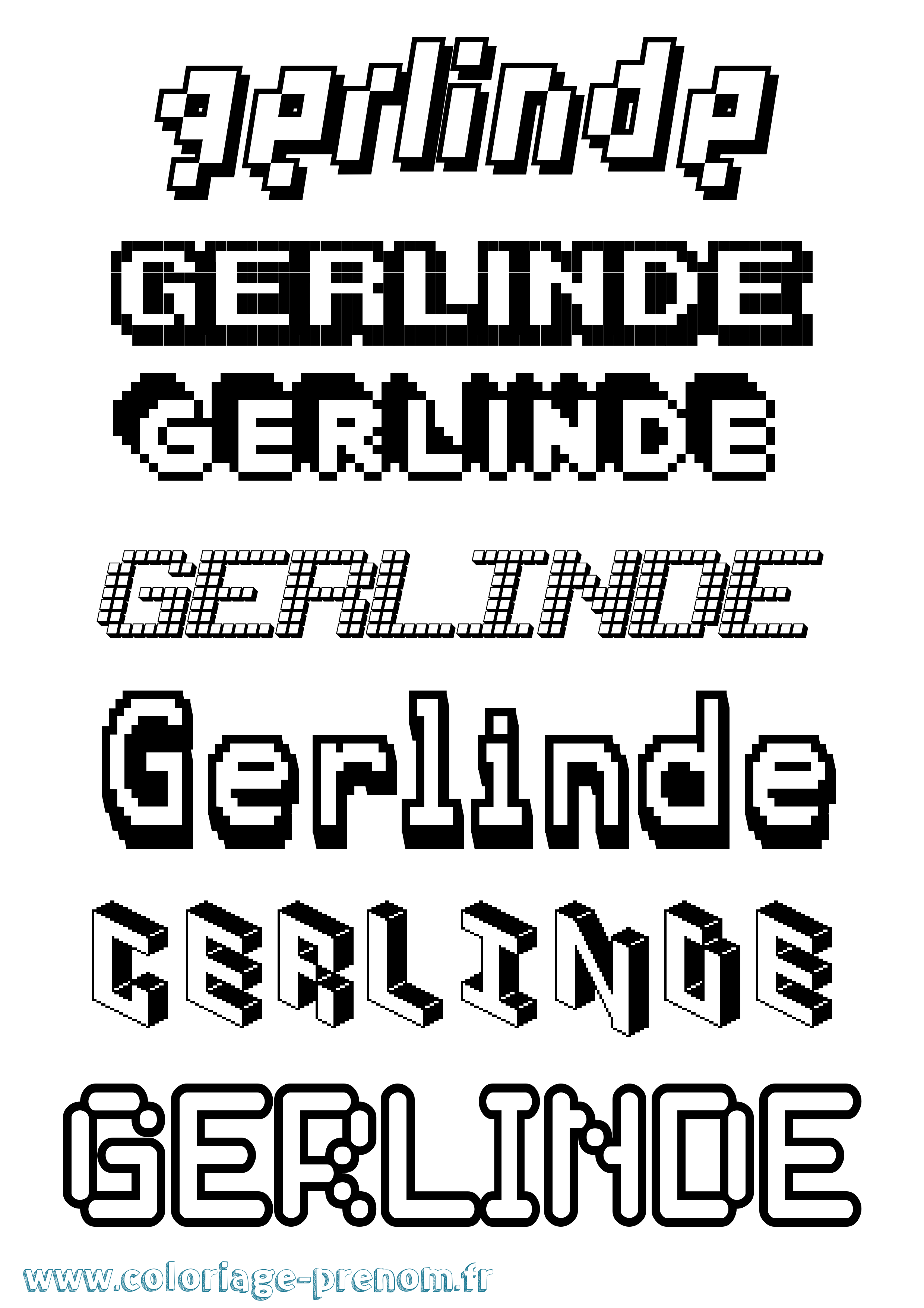 Coloriage Gerlinde Pixel Coloriage prénom Gerlinde Pixel