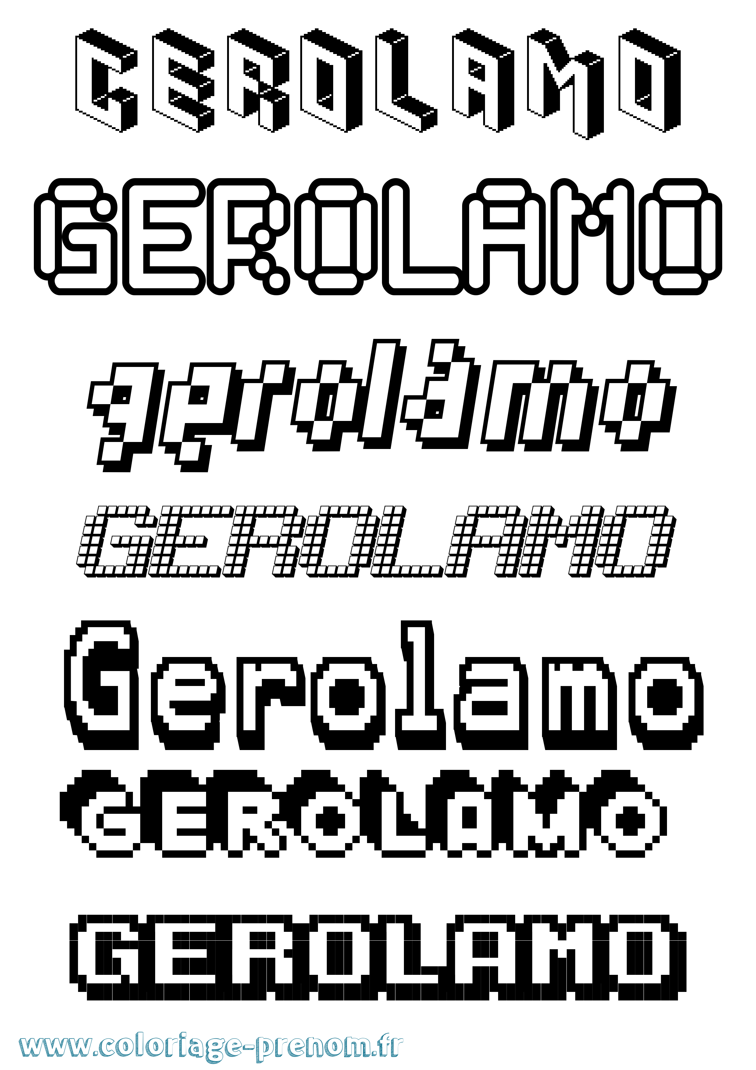 Coloriage Gerolamo Pixel Coloriage prénom Gerolamo Pixel