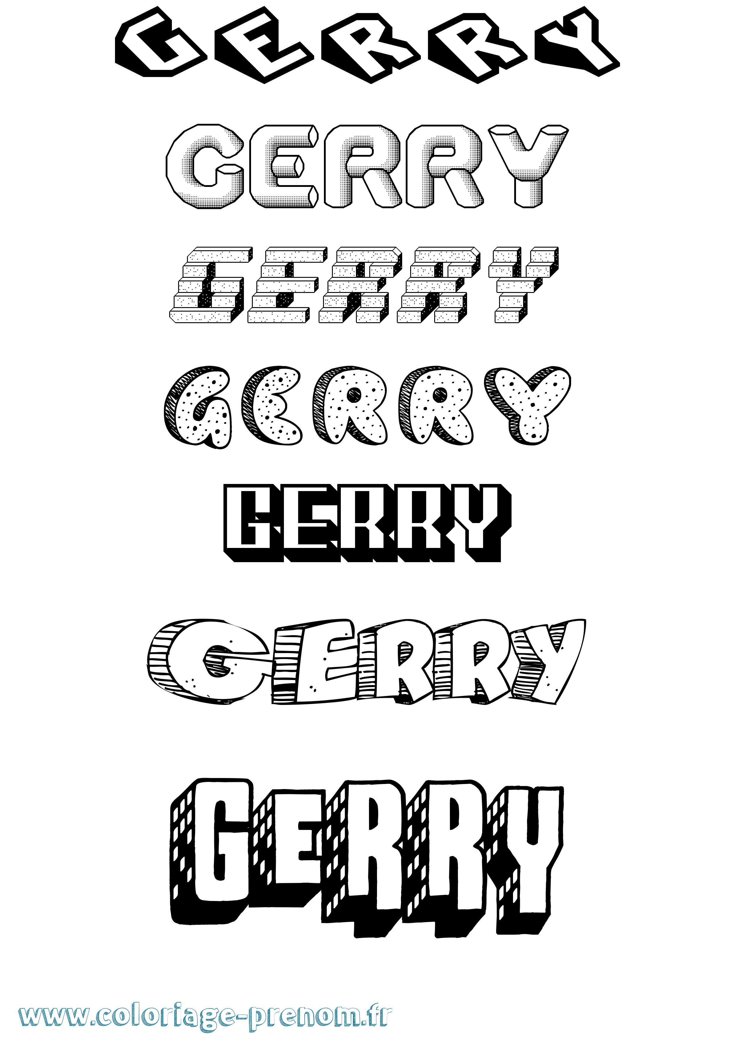 Coloriage Gerry Effet 3D Coloriage prénom Gerry Effet 3D
