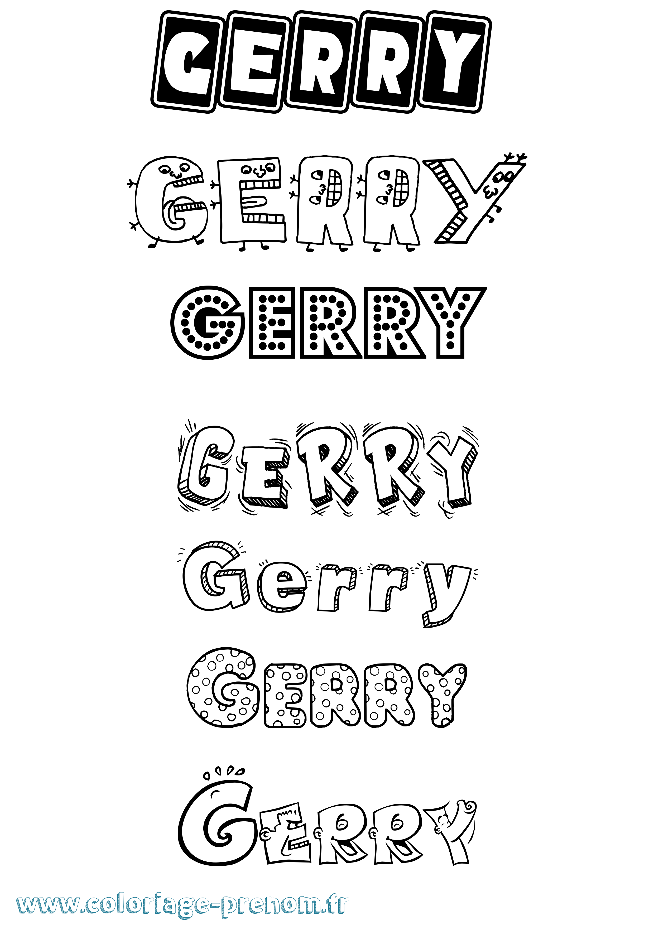 Coloriage Gerry Fun Coloriage prénom Gerry Fun