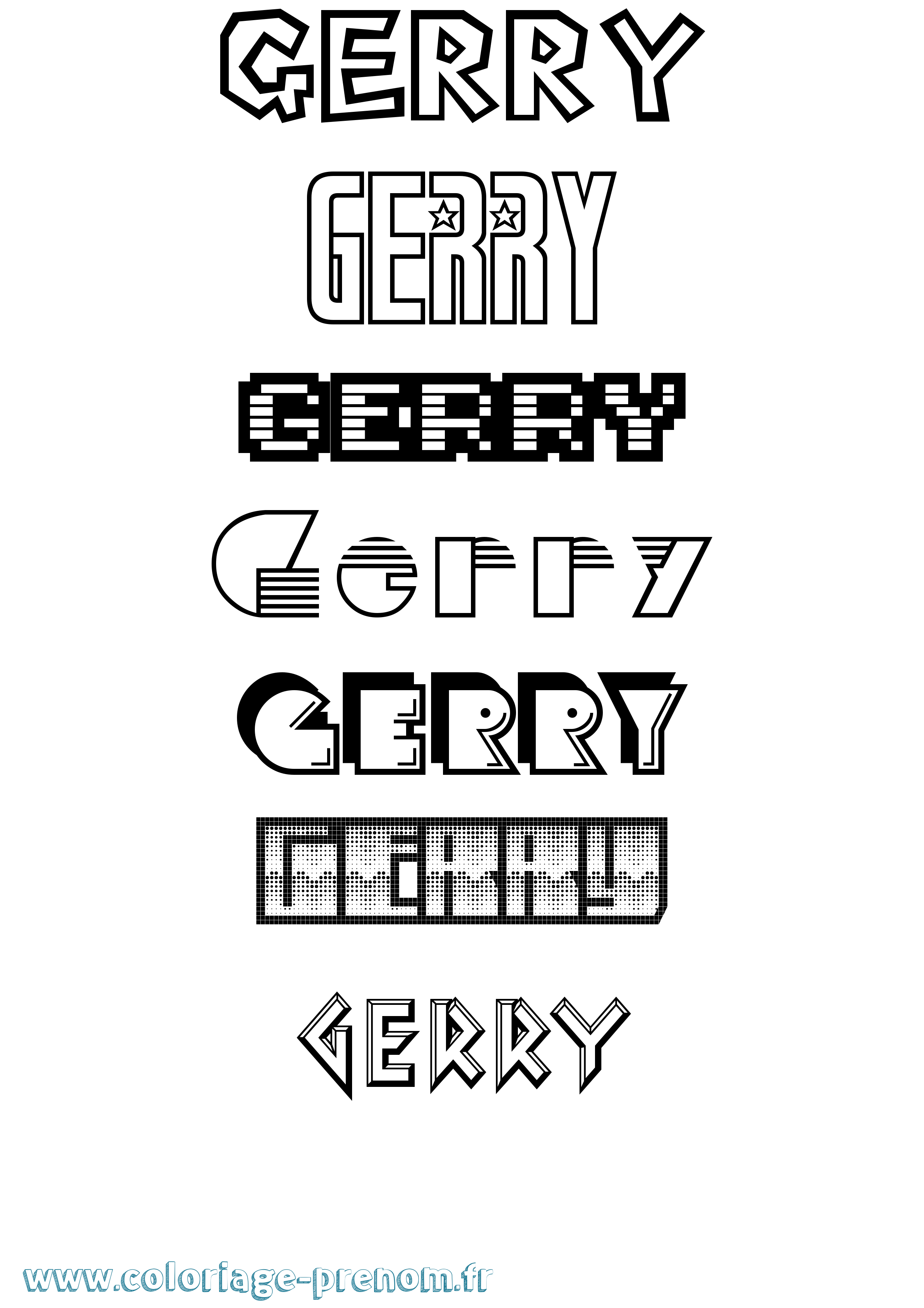 Coloriage Gerry Jeux Vidéos Coloriage prénom Gerry Jeux Vidéos