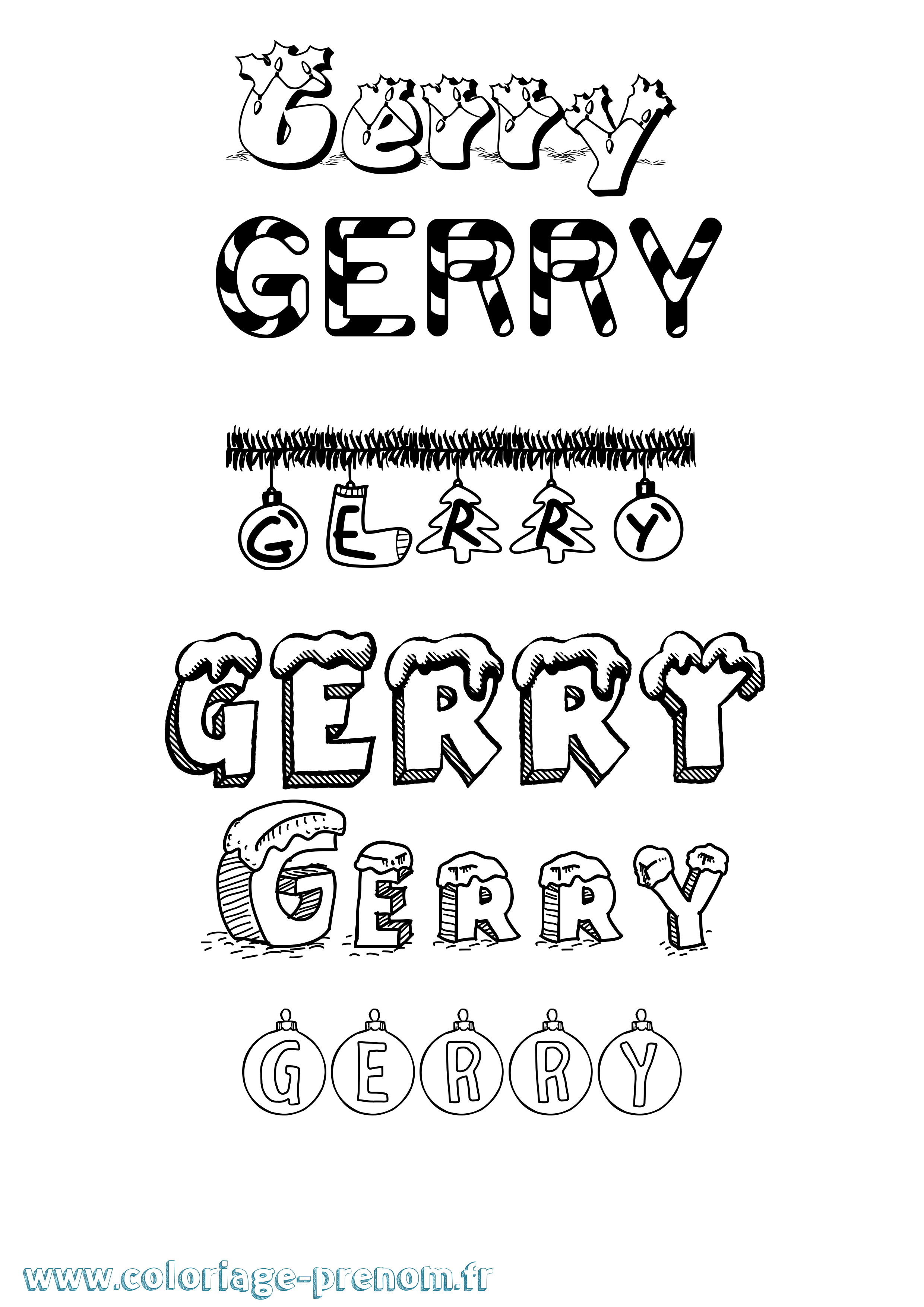 Coloriage Gerry Noël Coloriage prénom Gerry Noël