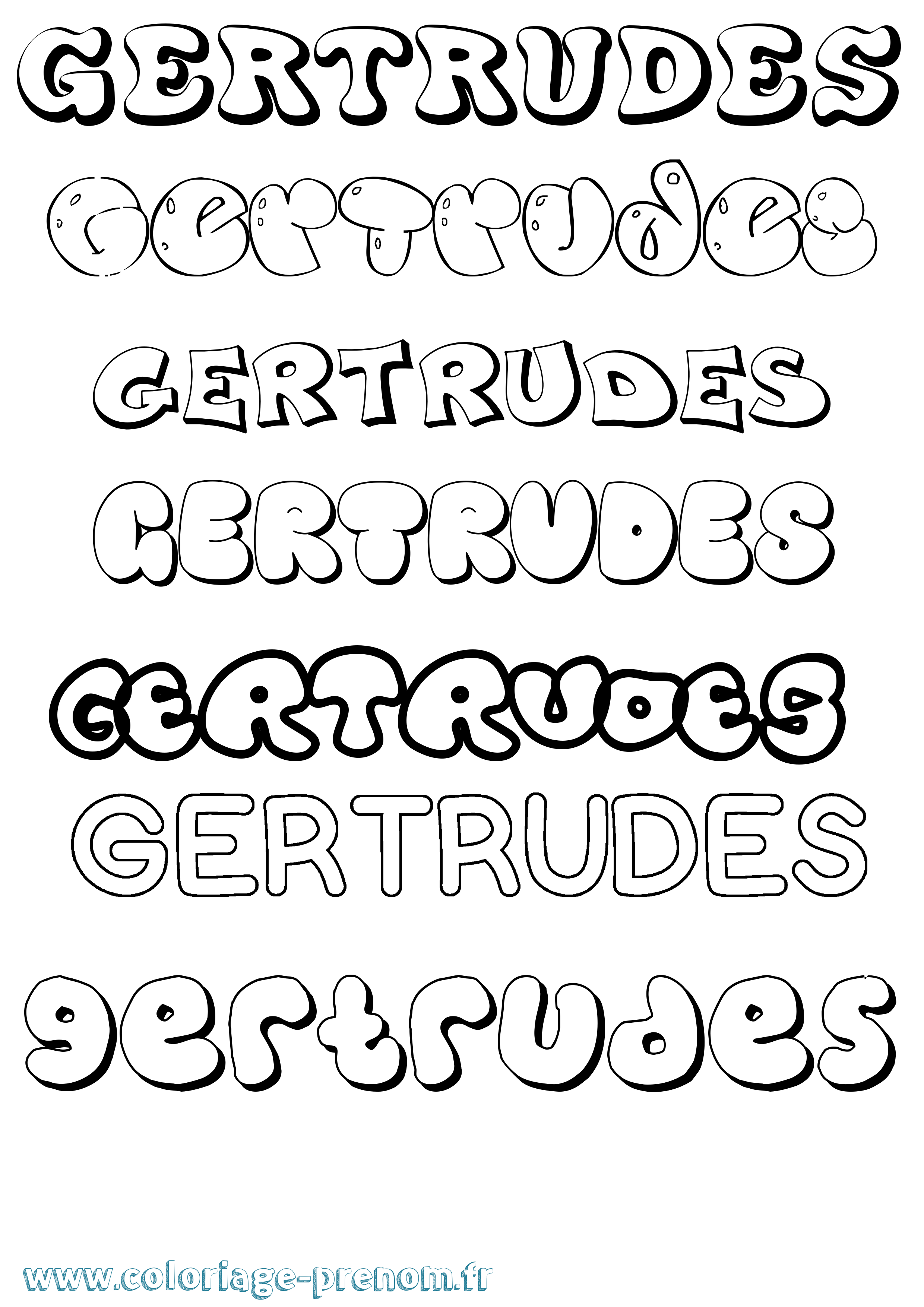 Coloriage Gertrudes Bubble Coloriage prénom Gertrudes Bubble