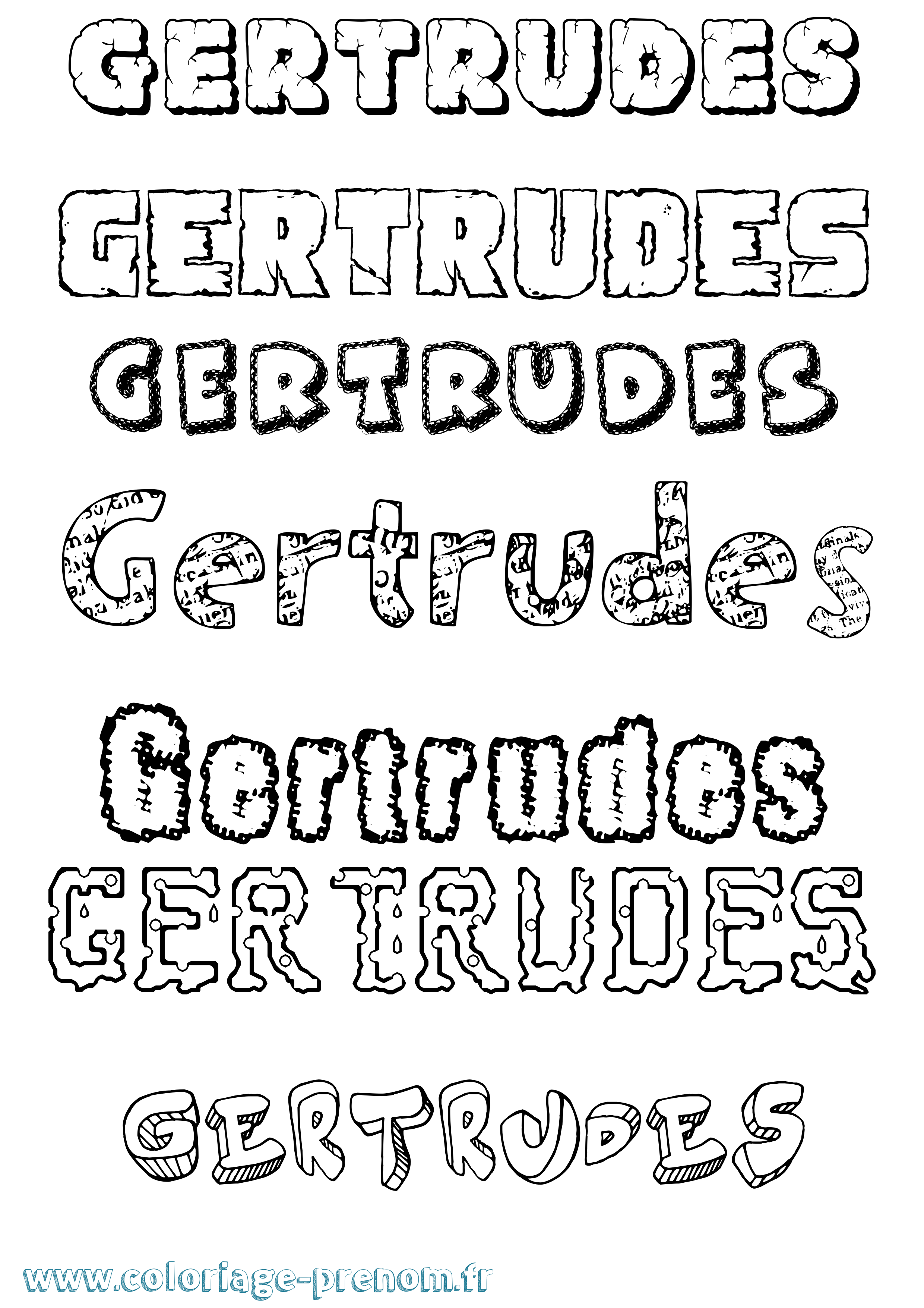 Coloriage Gertrudes Destructuré Coloriage prénom Gertrudes Destructuré