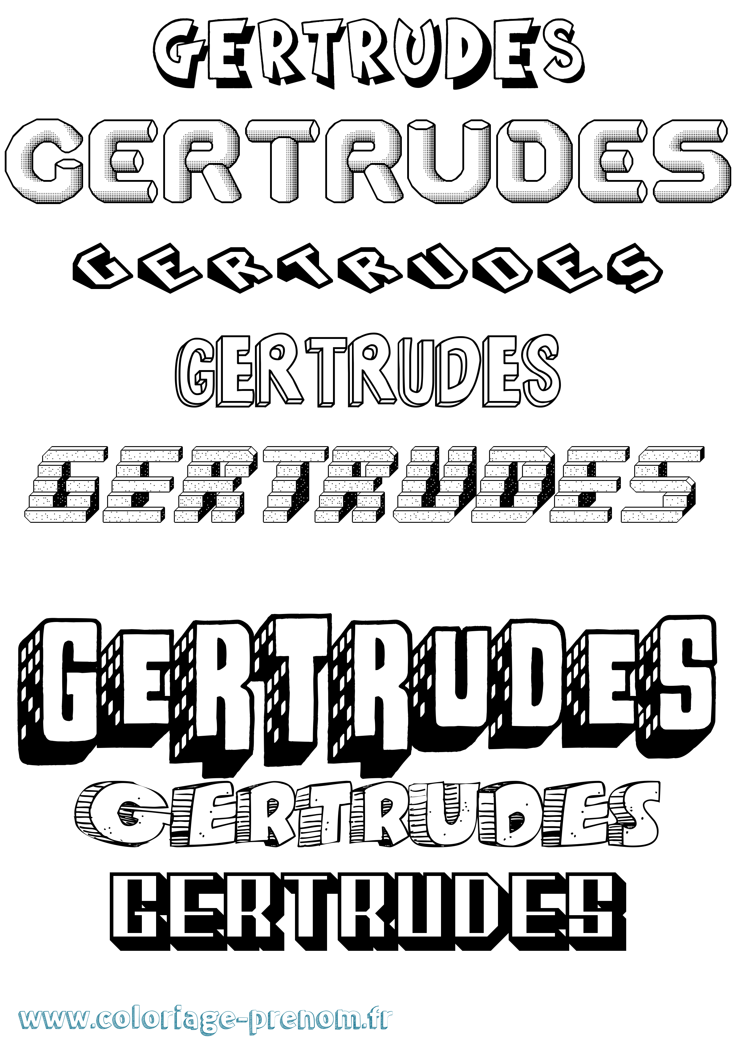 Coloriage Gertrudes Effet 3D Coloriage prénom Gertrudes Effet 3D