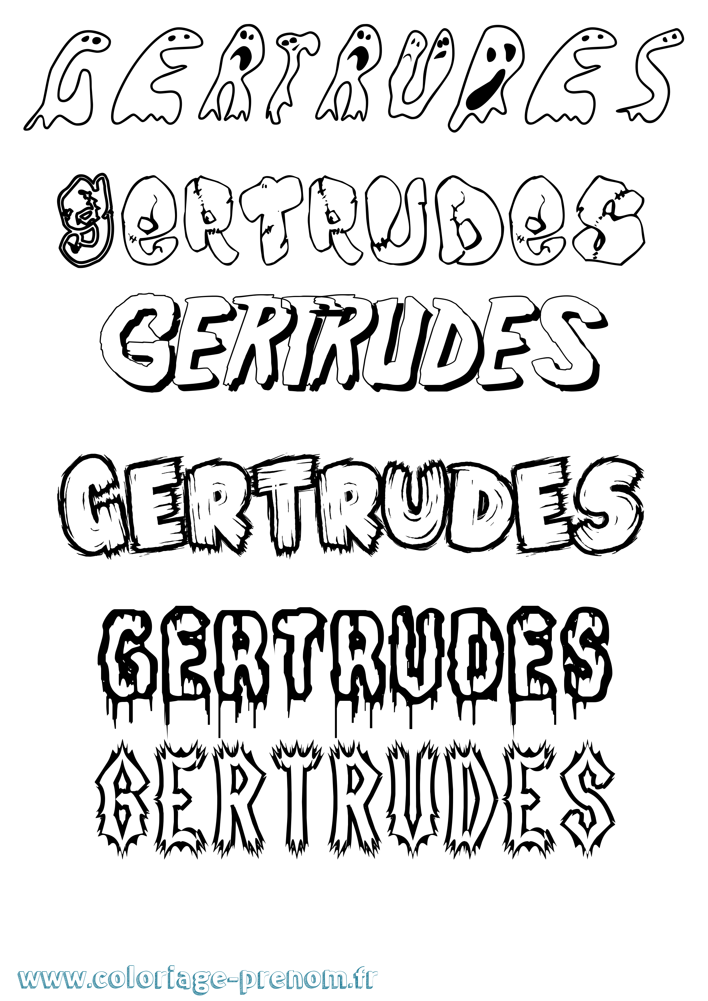 Coloriage Gertrudes Frisson Coloriage prénom Gertrudes Frisson