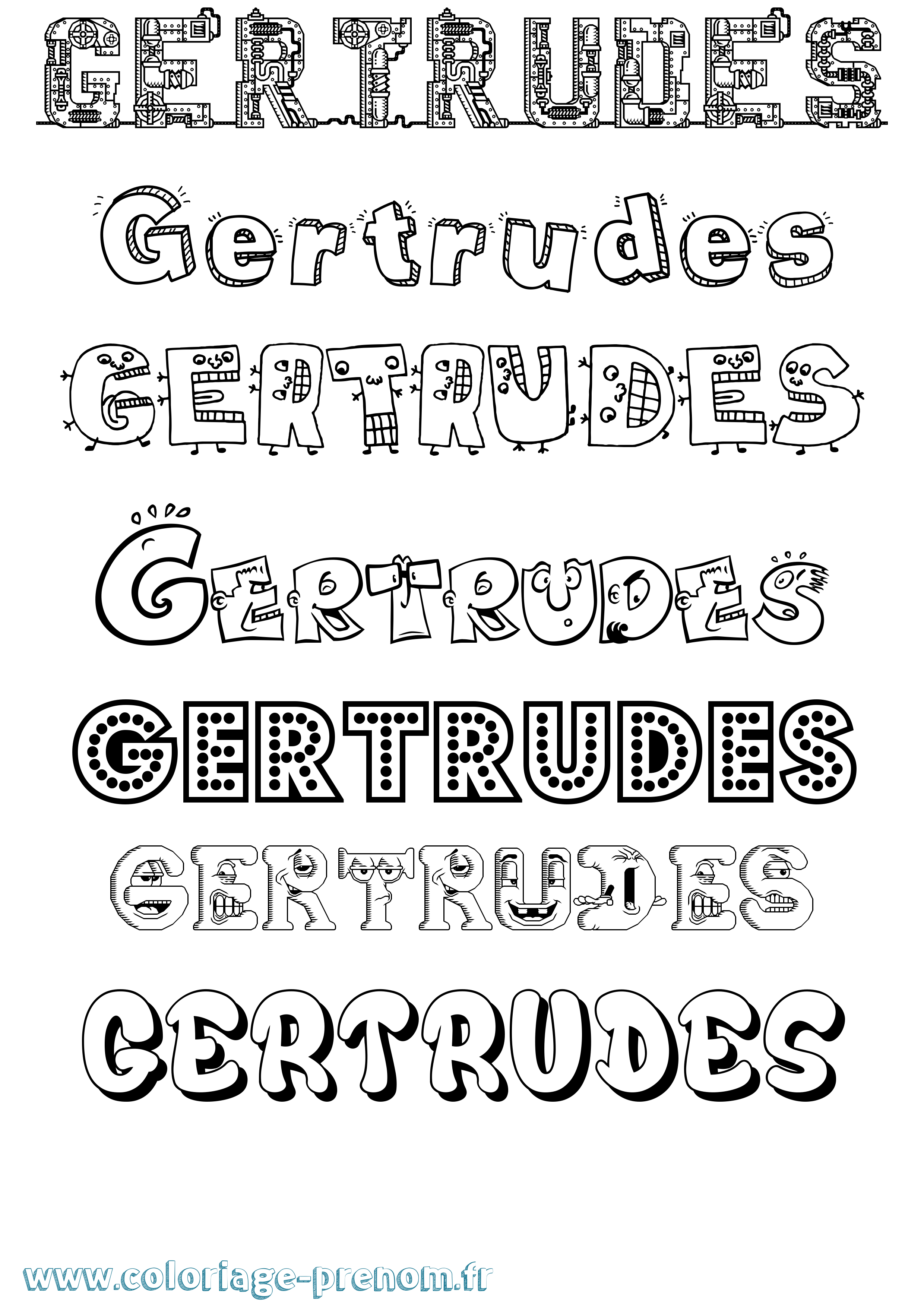 Coloriage Gertrudes Fun Coloriage prénom Gertrudes Fun