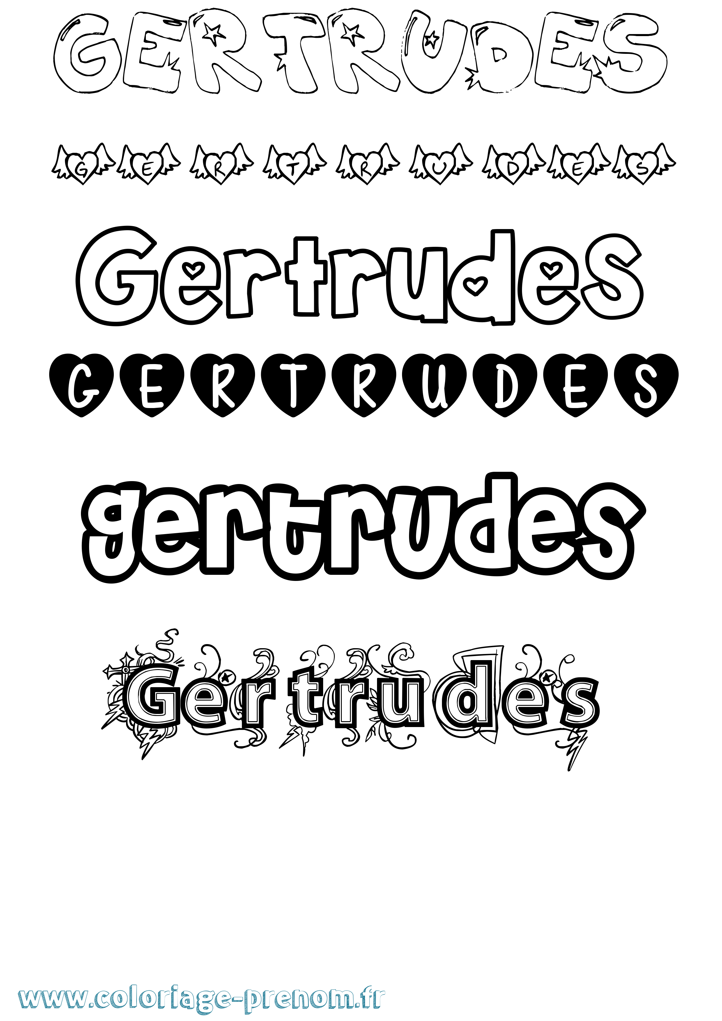 Coloriage Gertrudes Girly Coloriage prénom Gertrudes Girly