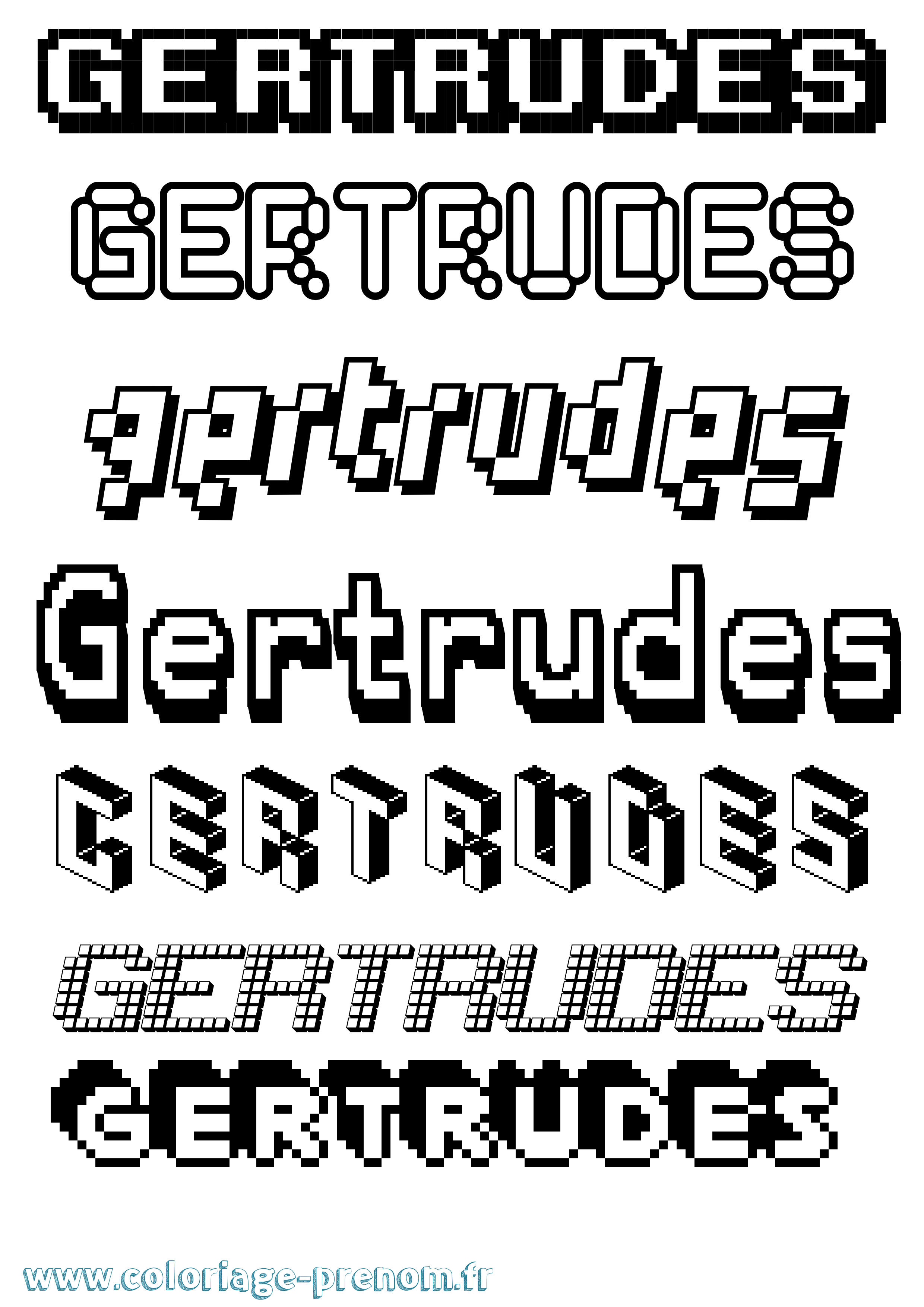Coloriage Gertrudes Pixel Coloriage prénom Gertrudes Pixel