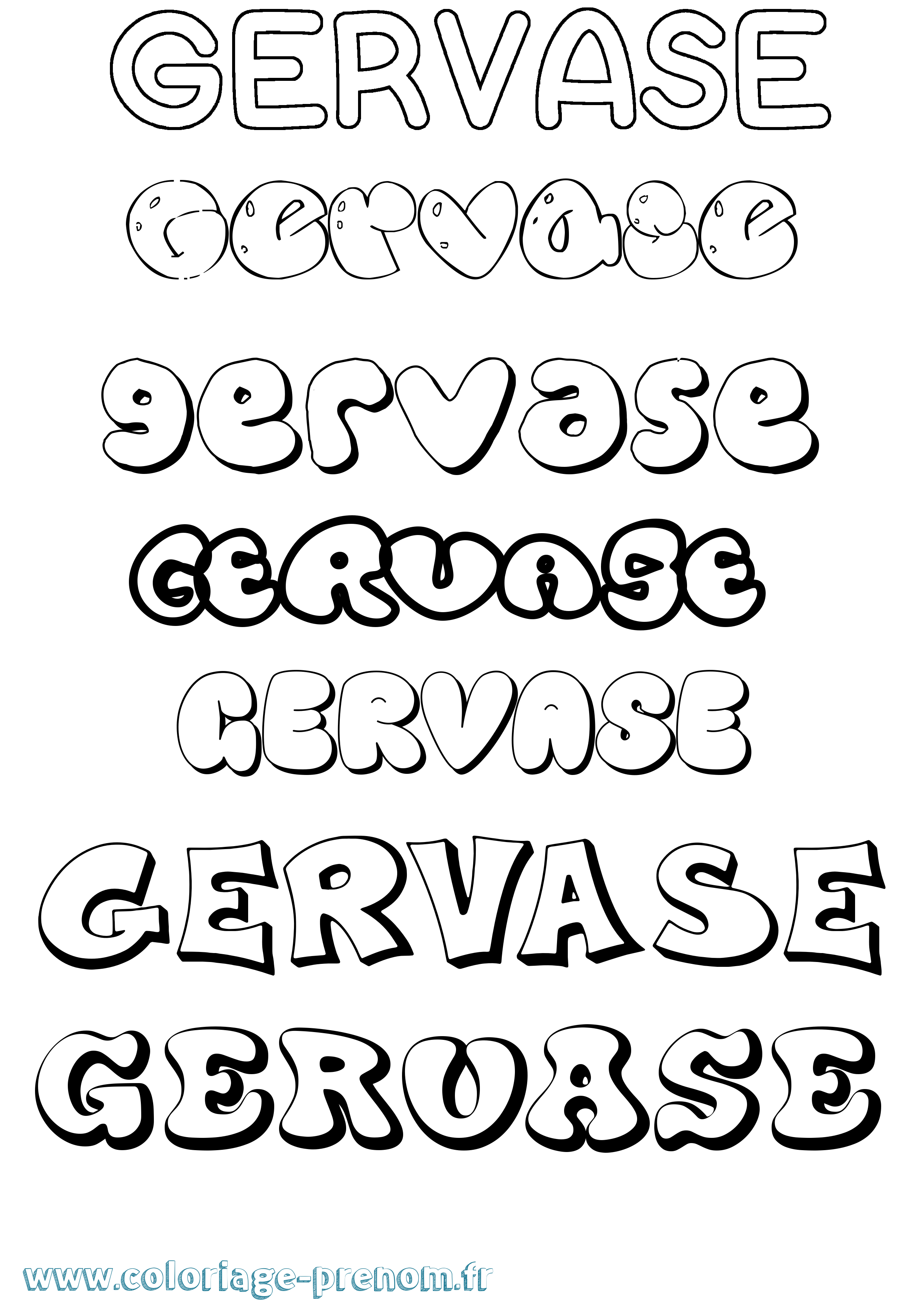 Coloriage Gervase Bubble Coloriage prénom Gervase Bubble