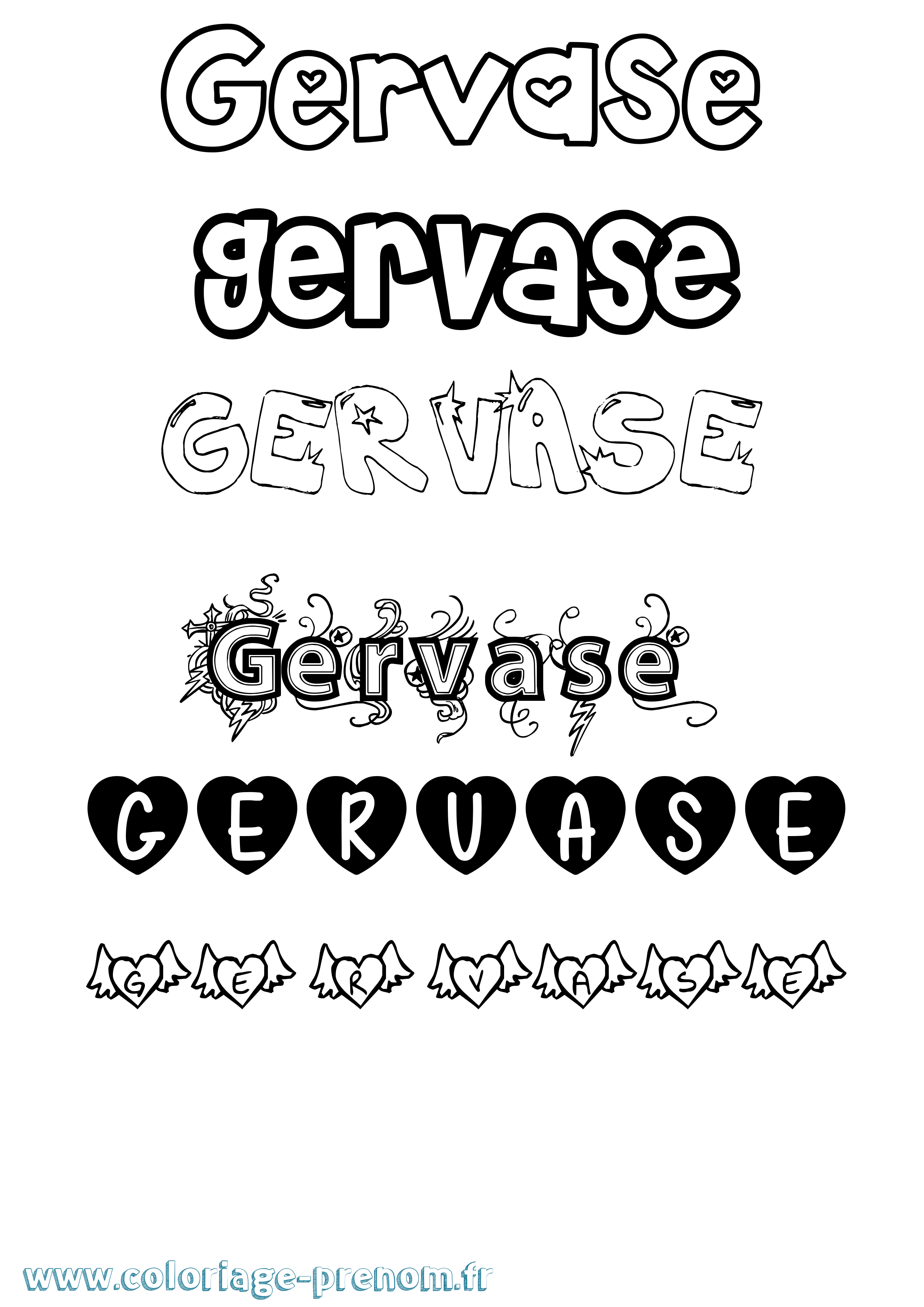 Coloriage Gervase Girly Coloriage prénom Gervase Girly
