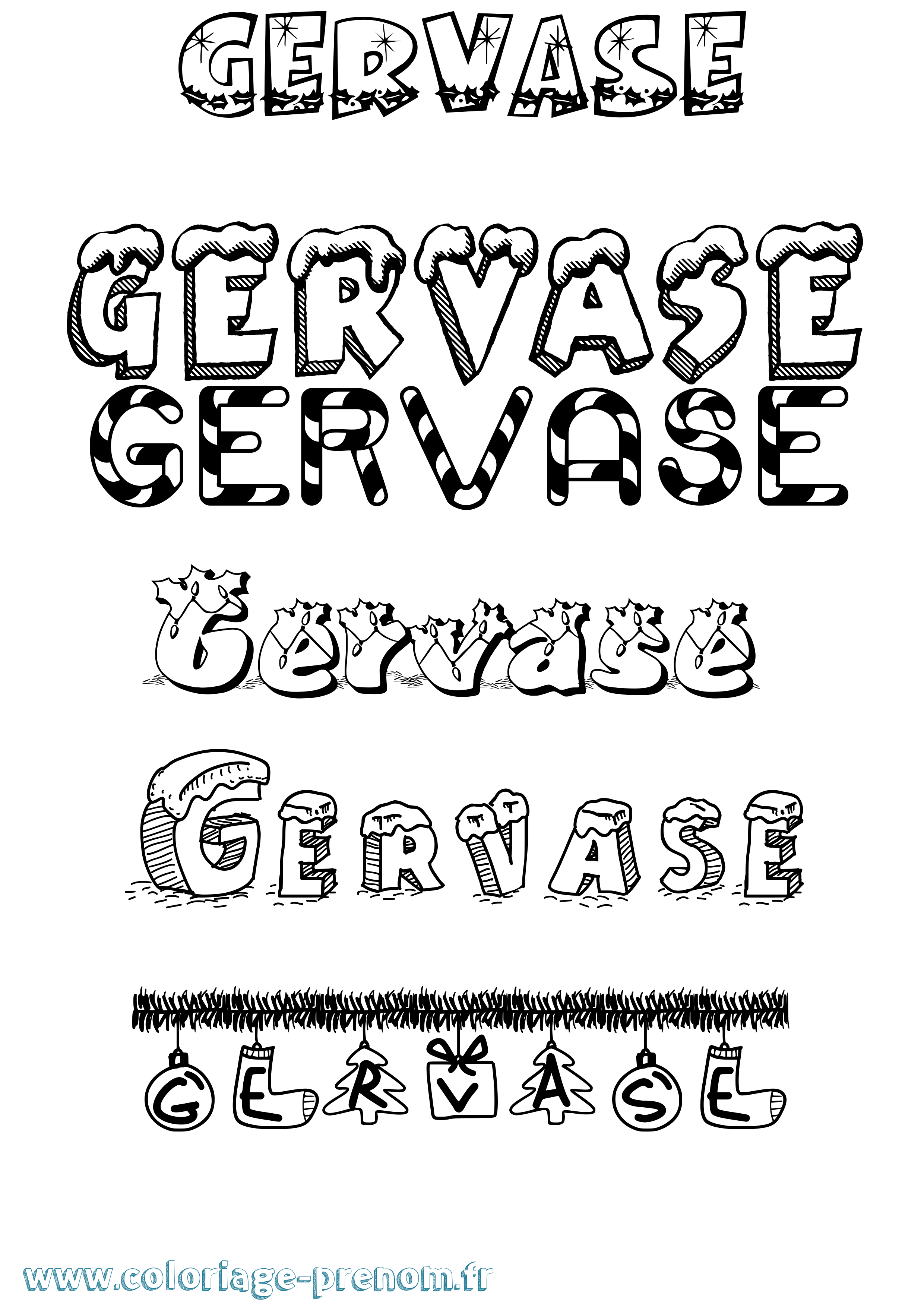 Coloriage Gervase Noël Coloriage prénom Gervase Noël