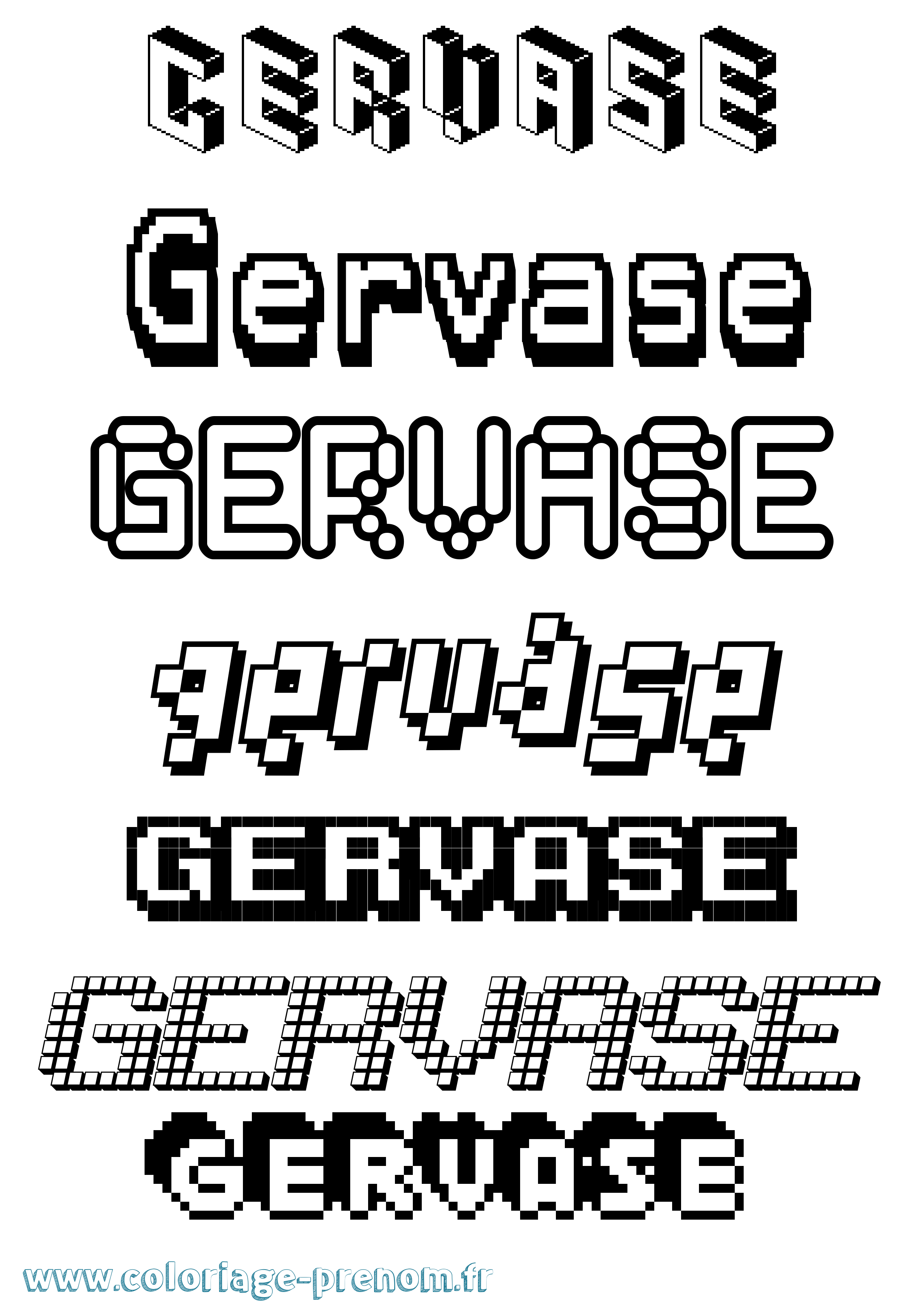 Coloriage Gervase Pixel Coloriage prénom Gervase Pixel