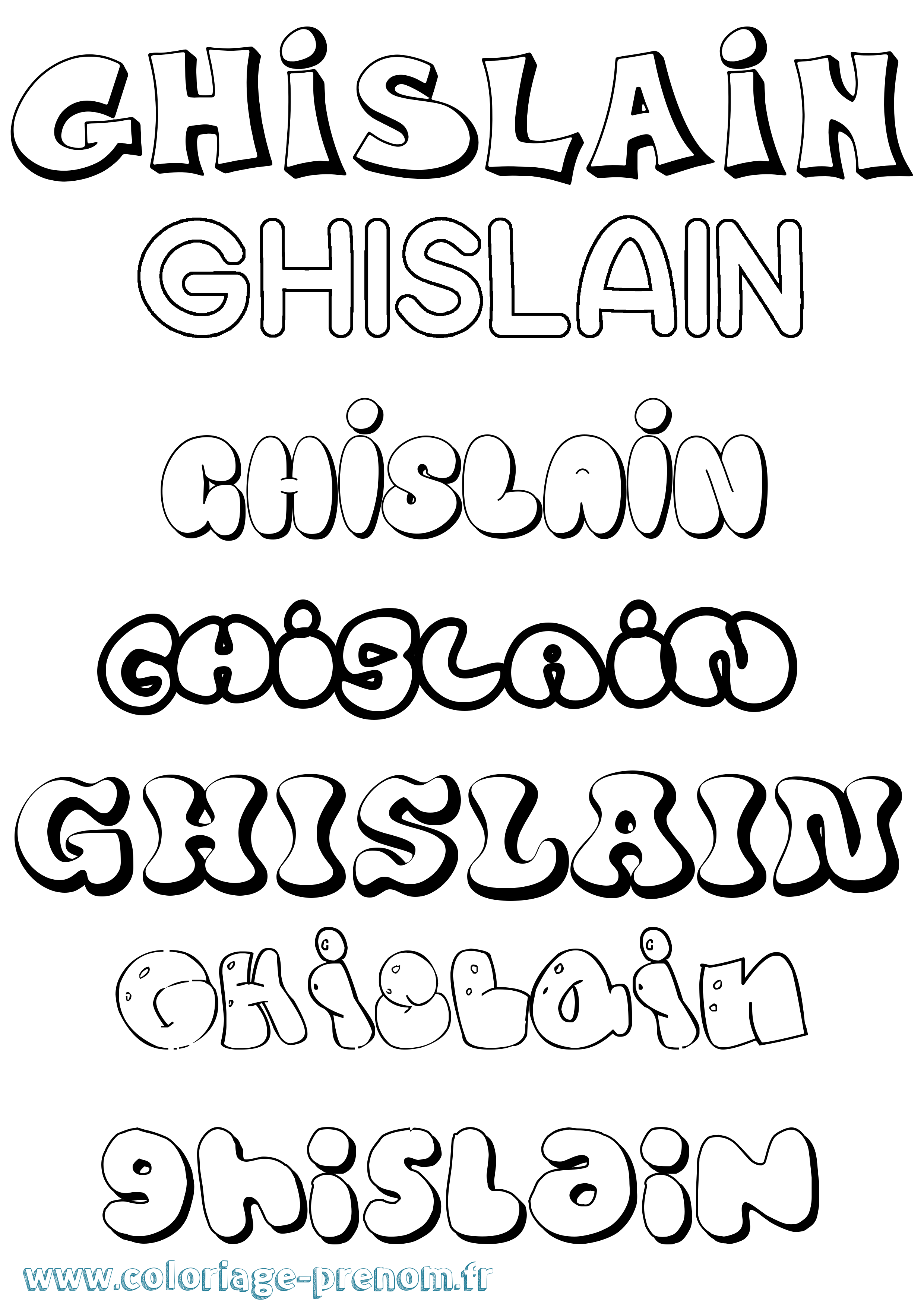 Coloriage Ghislain Bubble Coloriage prénom Ghislain Bubble