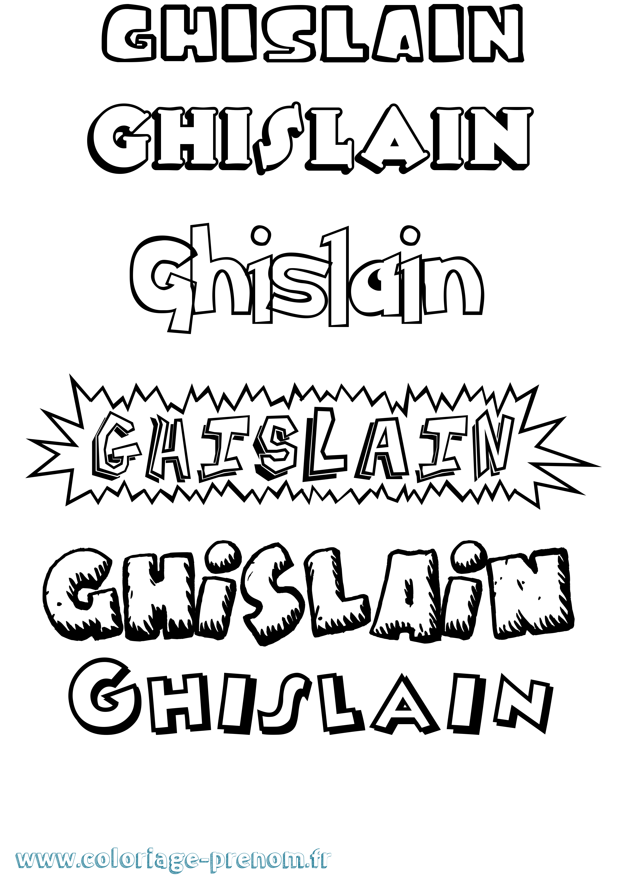 Coloriage Ghislain Dessin Animé Coloriage prénom Ghislain Dessin Animé