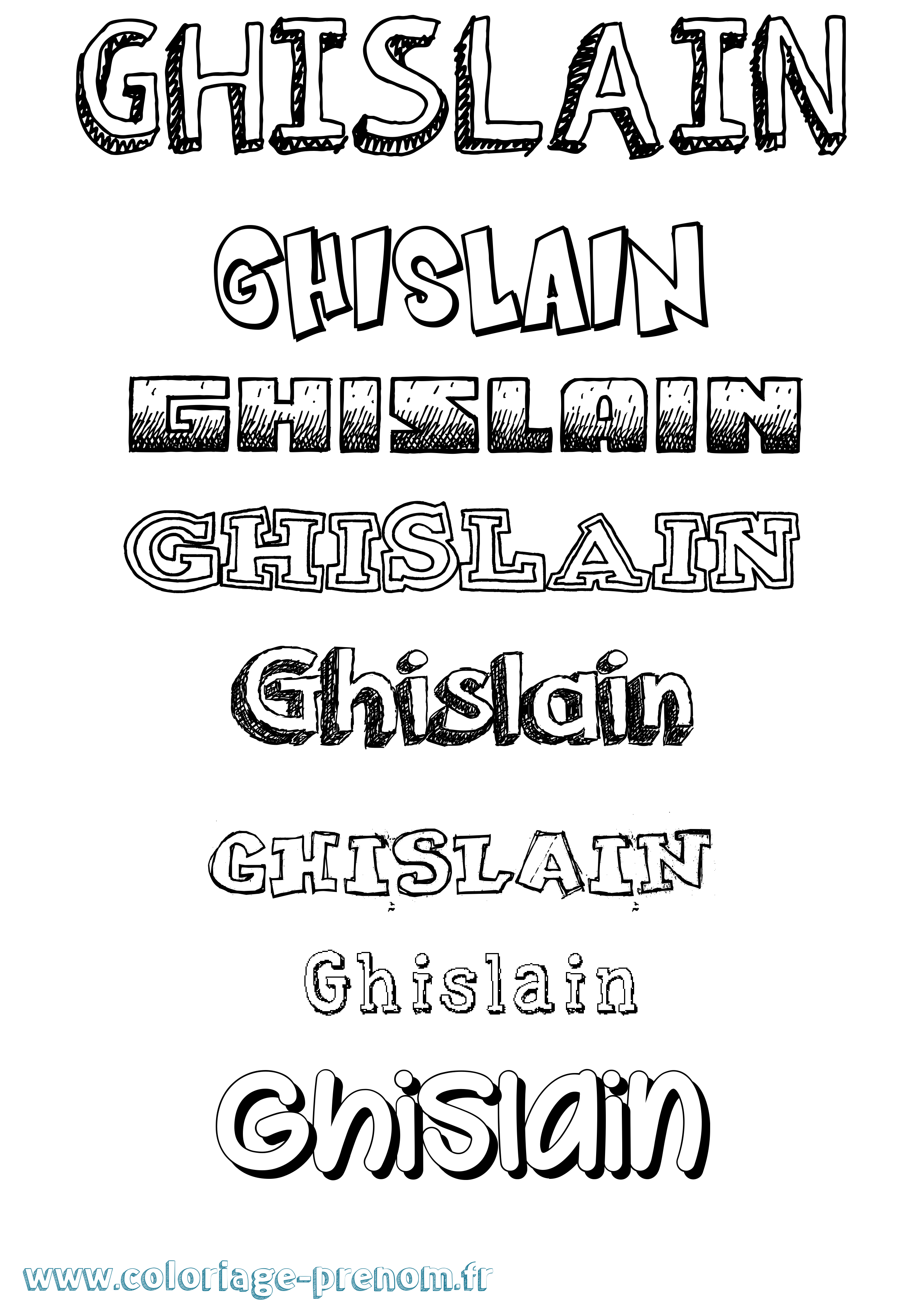 Coloriage Ghislain Dessiné Coloriage prénom Ghislain Dessiné