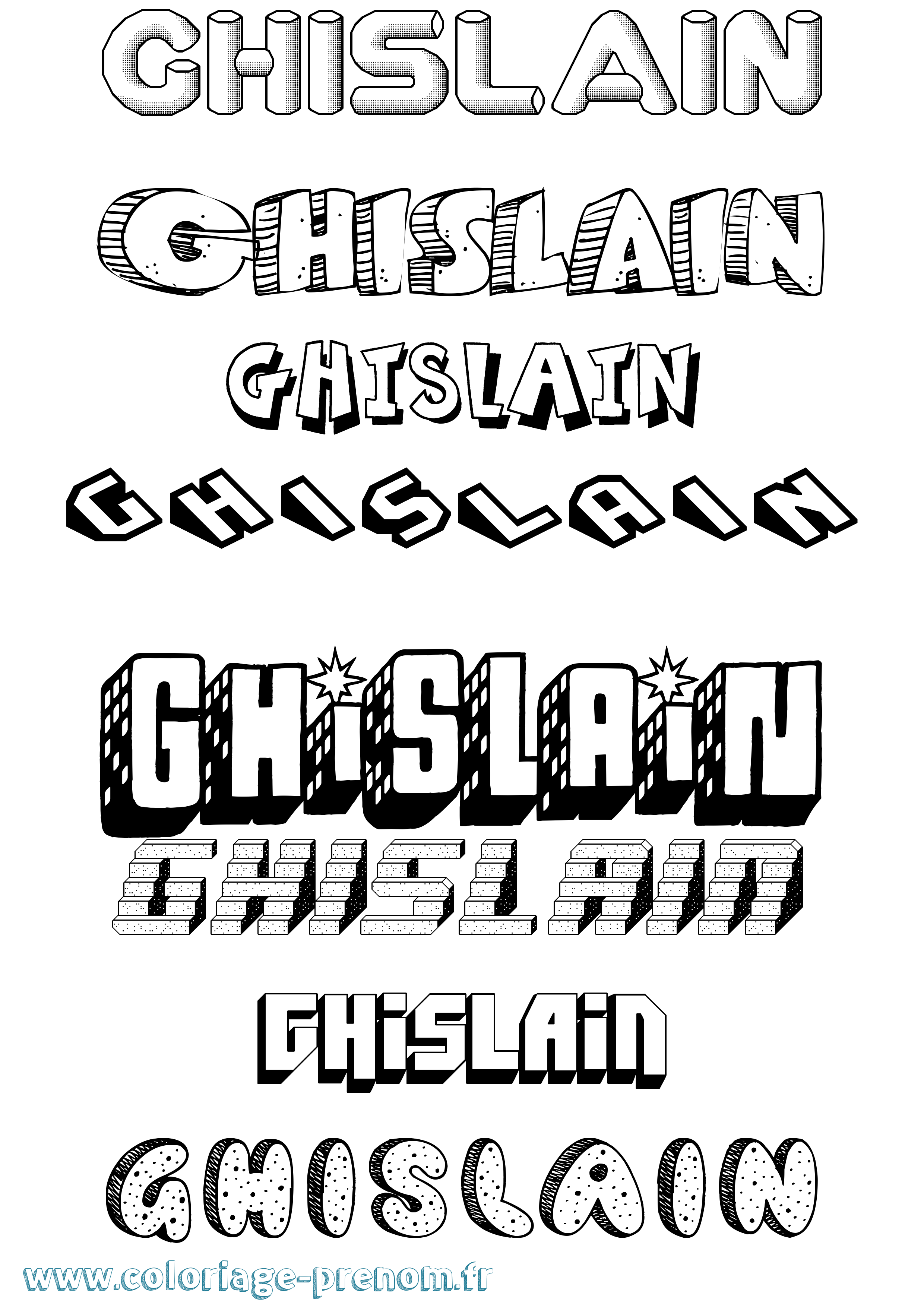 Coloriage Ghislain Effet 3D Coloriage prénom Ghislain Effet 3D