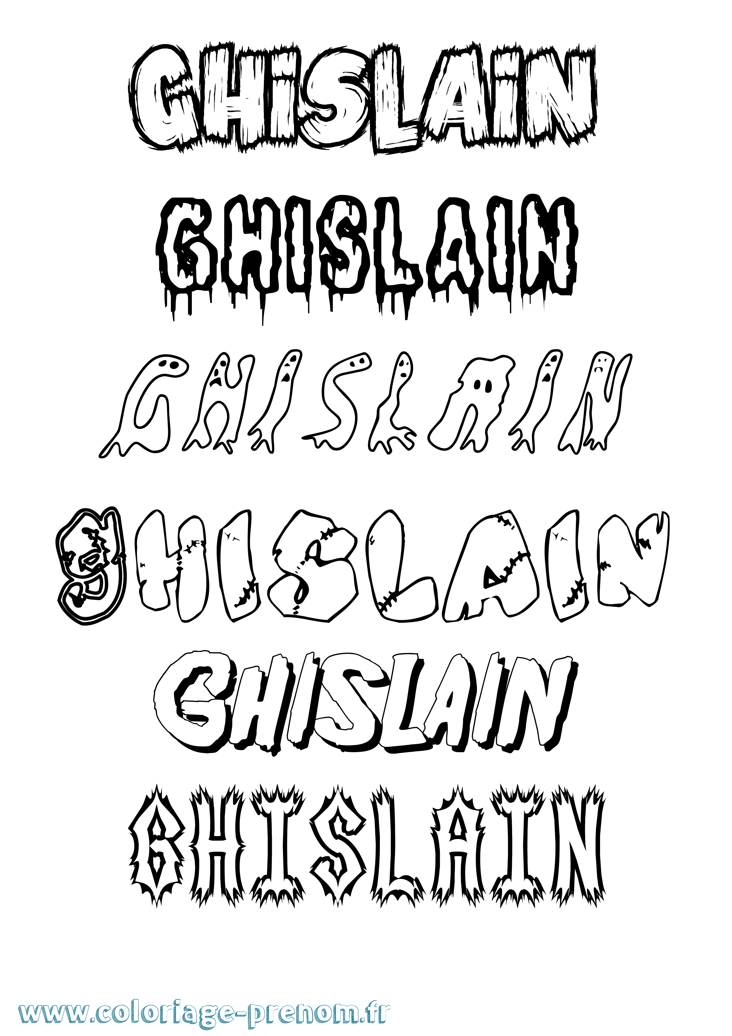 Coloriage Ghislain Frisson Coloriage prénom Ghislain Frisson