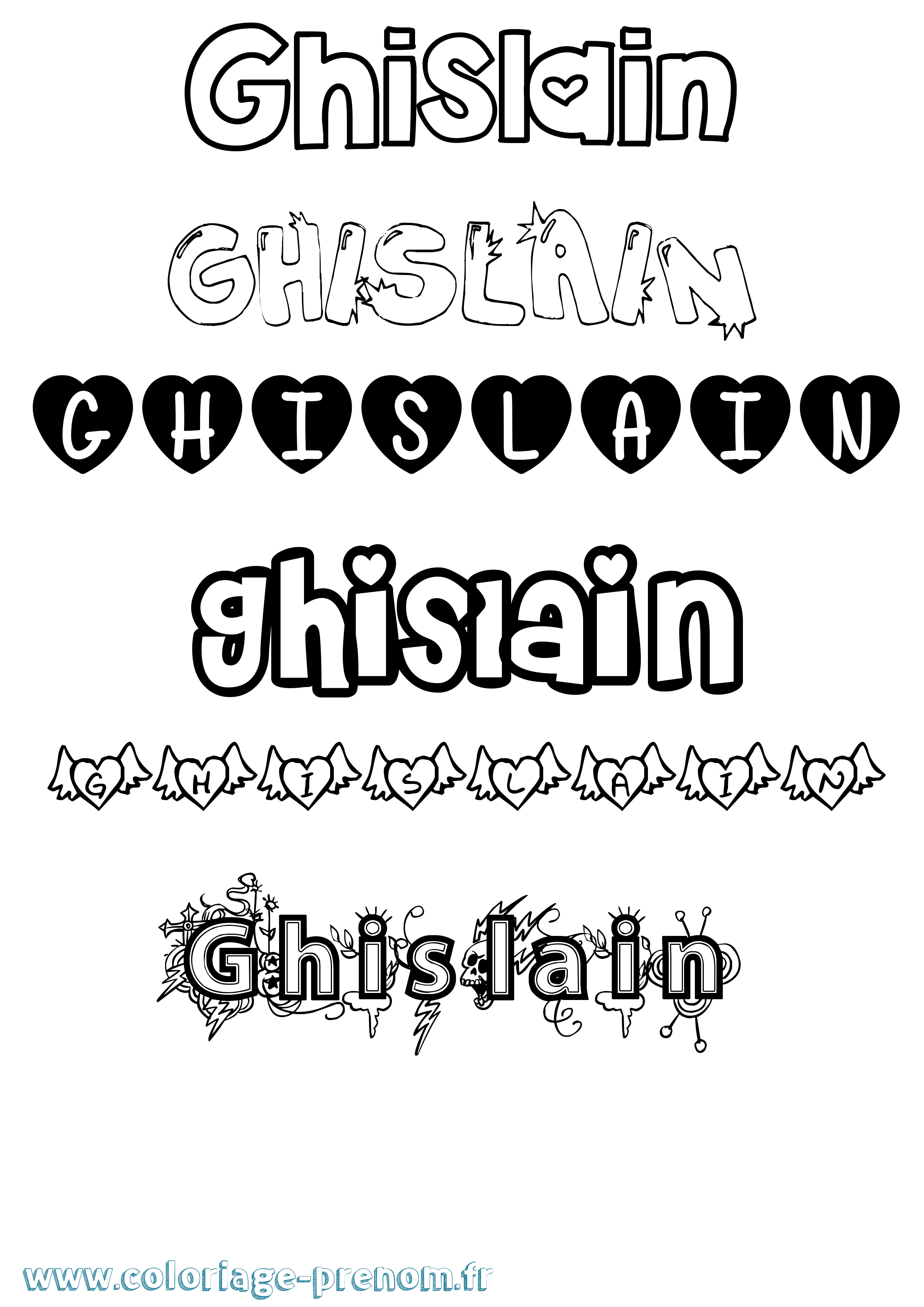 Coloriage Ghislain Girly Coloriage prénom Ghislain Girly