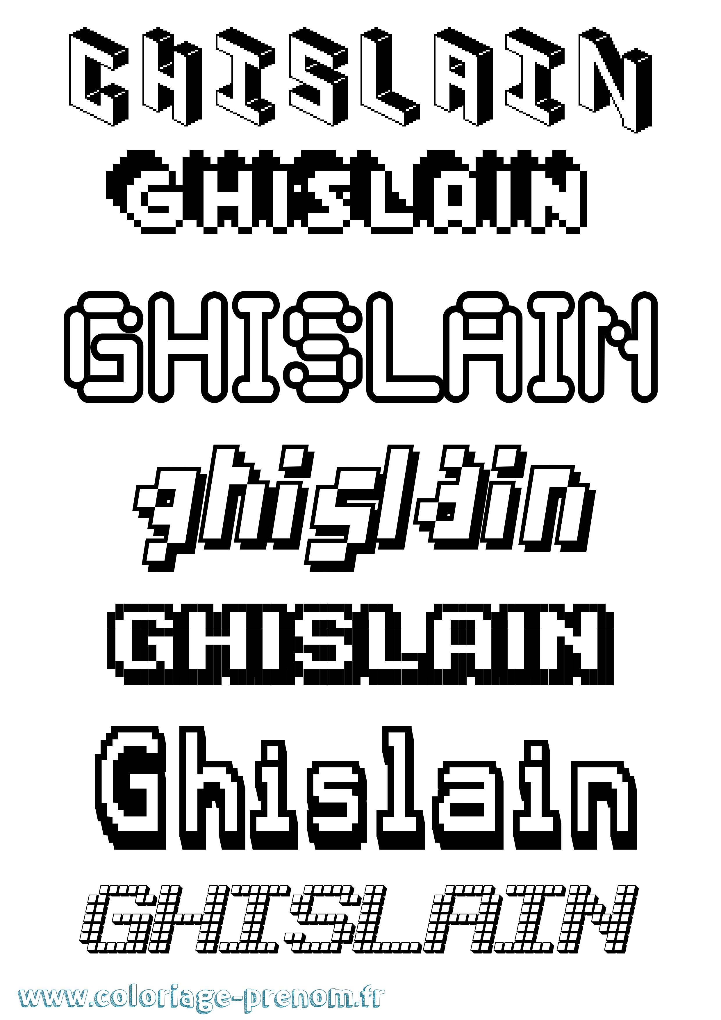 Coloriage Ghislain Pixel Coloriage prénom Ghislain Pixel