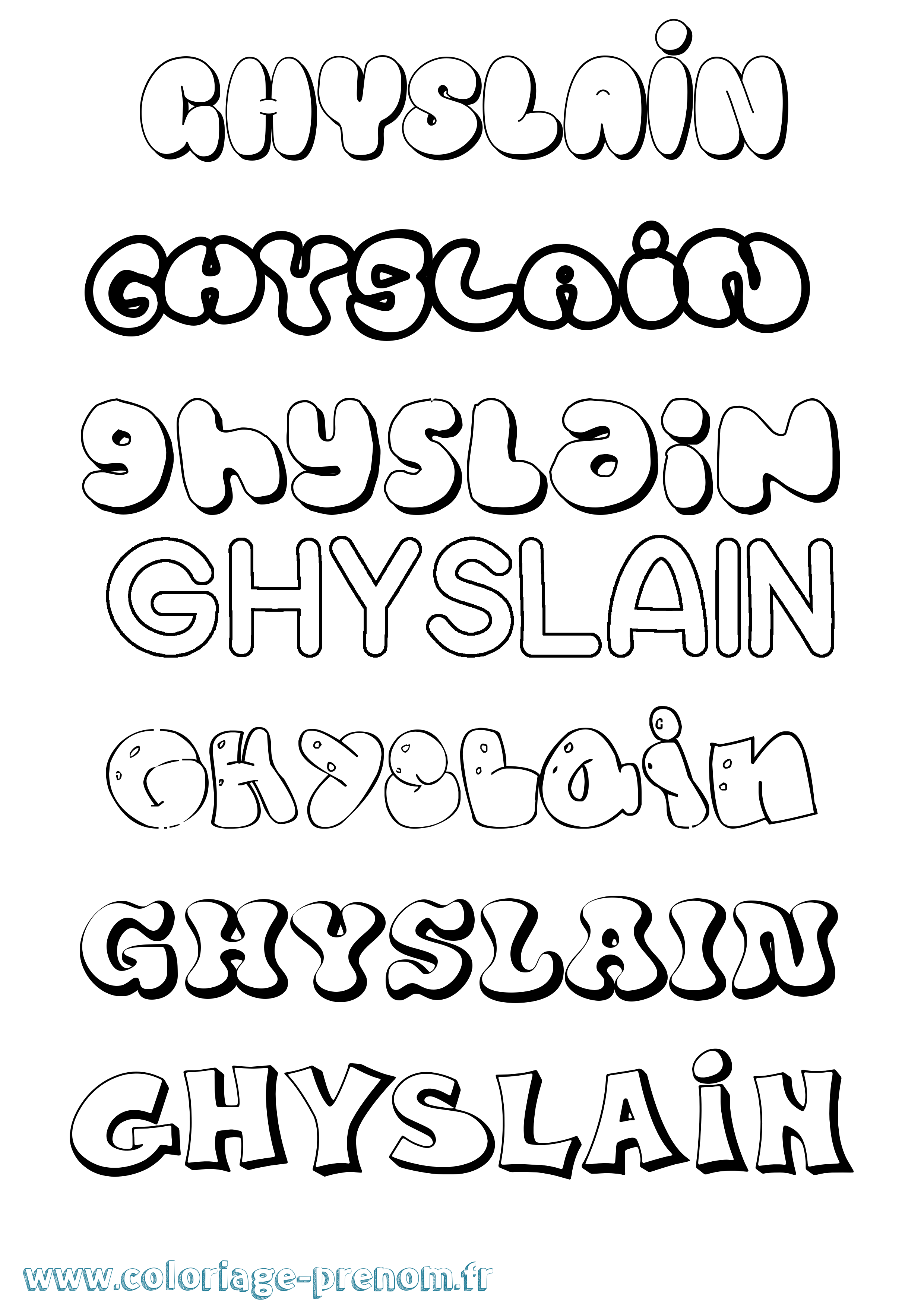 Coloriage Ghyslain Bubble Coloriage prénom Ghyslain Bubble