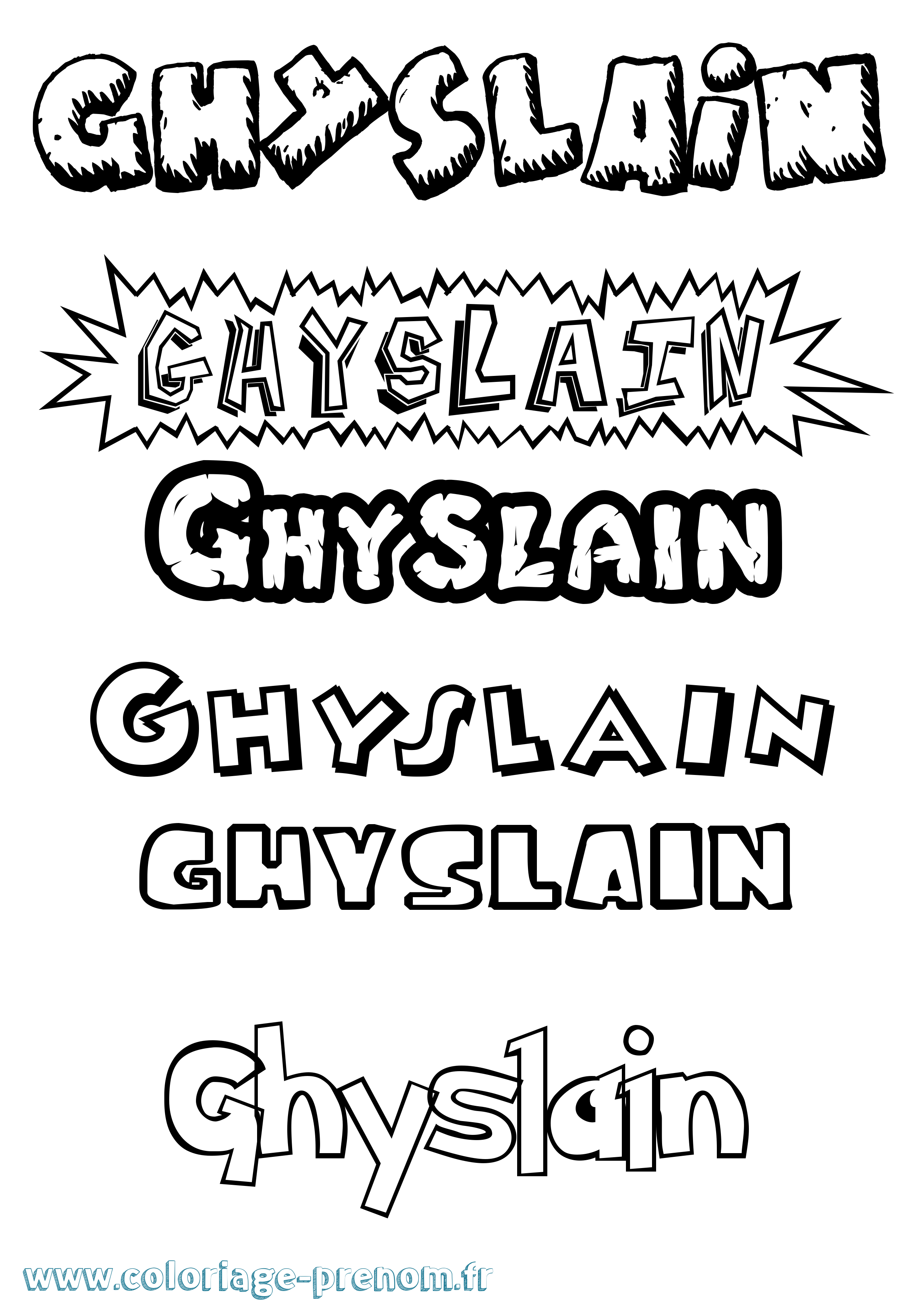 Coloriage Ghyslain Dessin Animé Coloriage prénom Ghyslain Dessin Animé