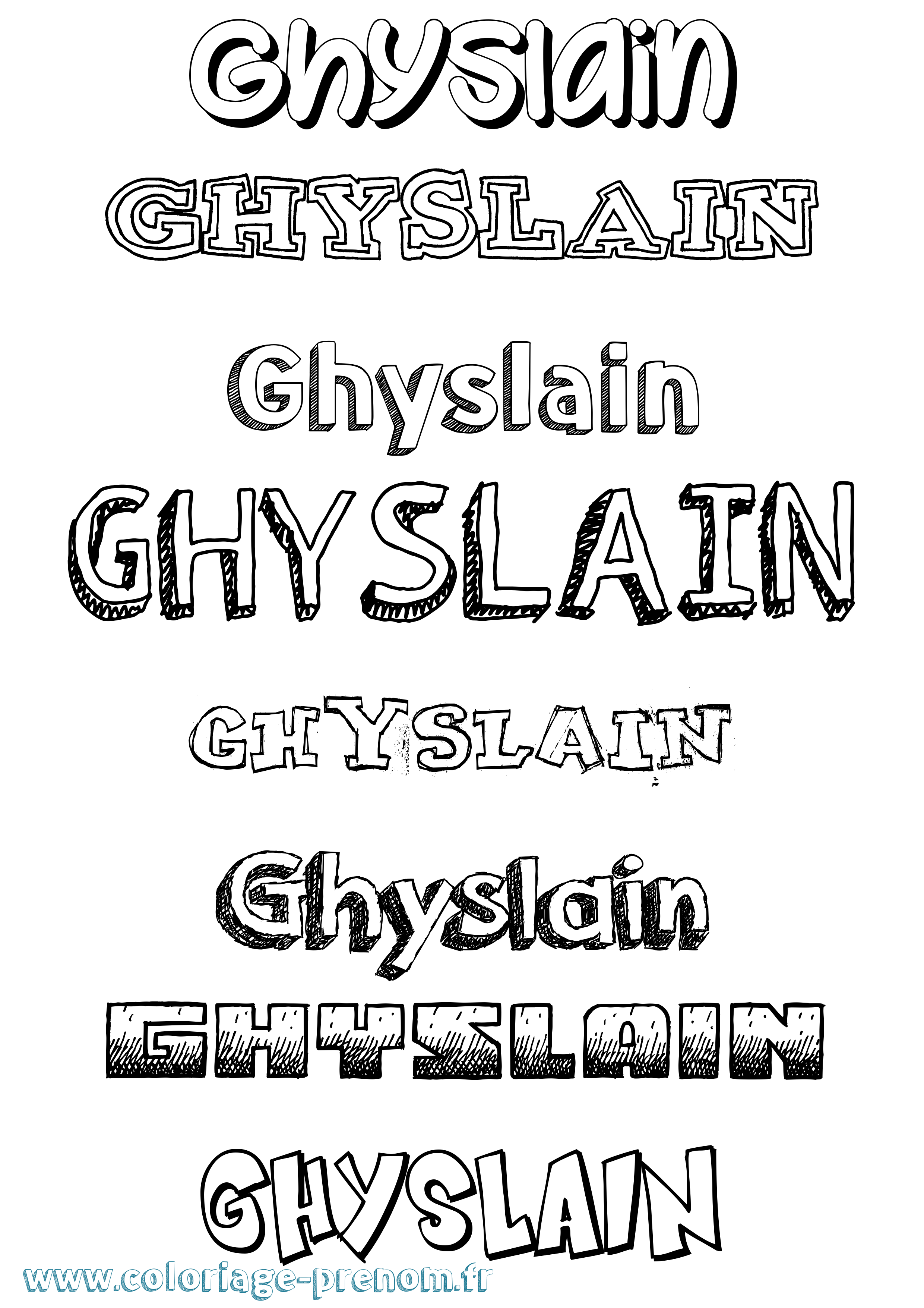 Coloriage Ghyslain Dessiné Coloriage prénom Ghyslain Dessiné