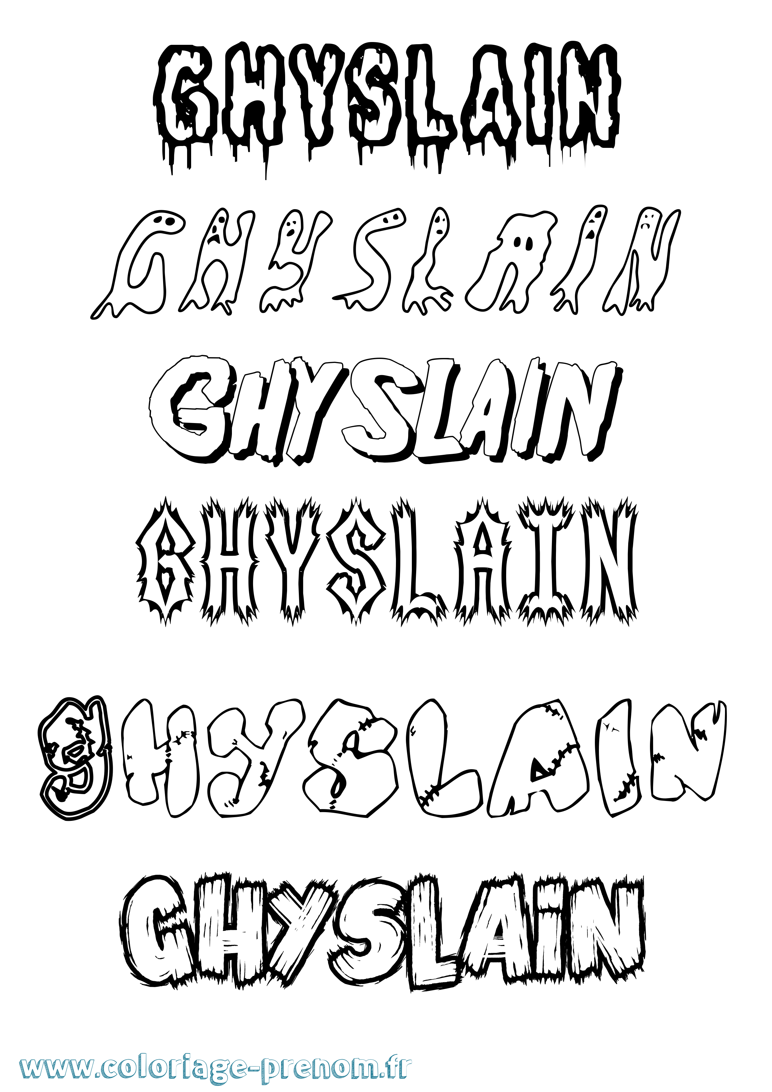 Coloriage Ghyslain Frisson Coloriage prénom Ghyslain Frisson