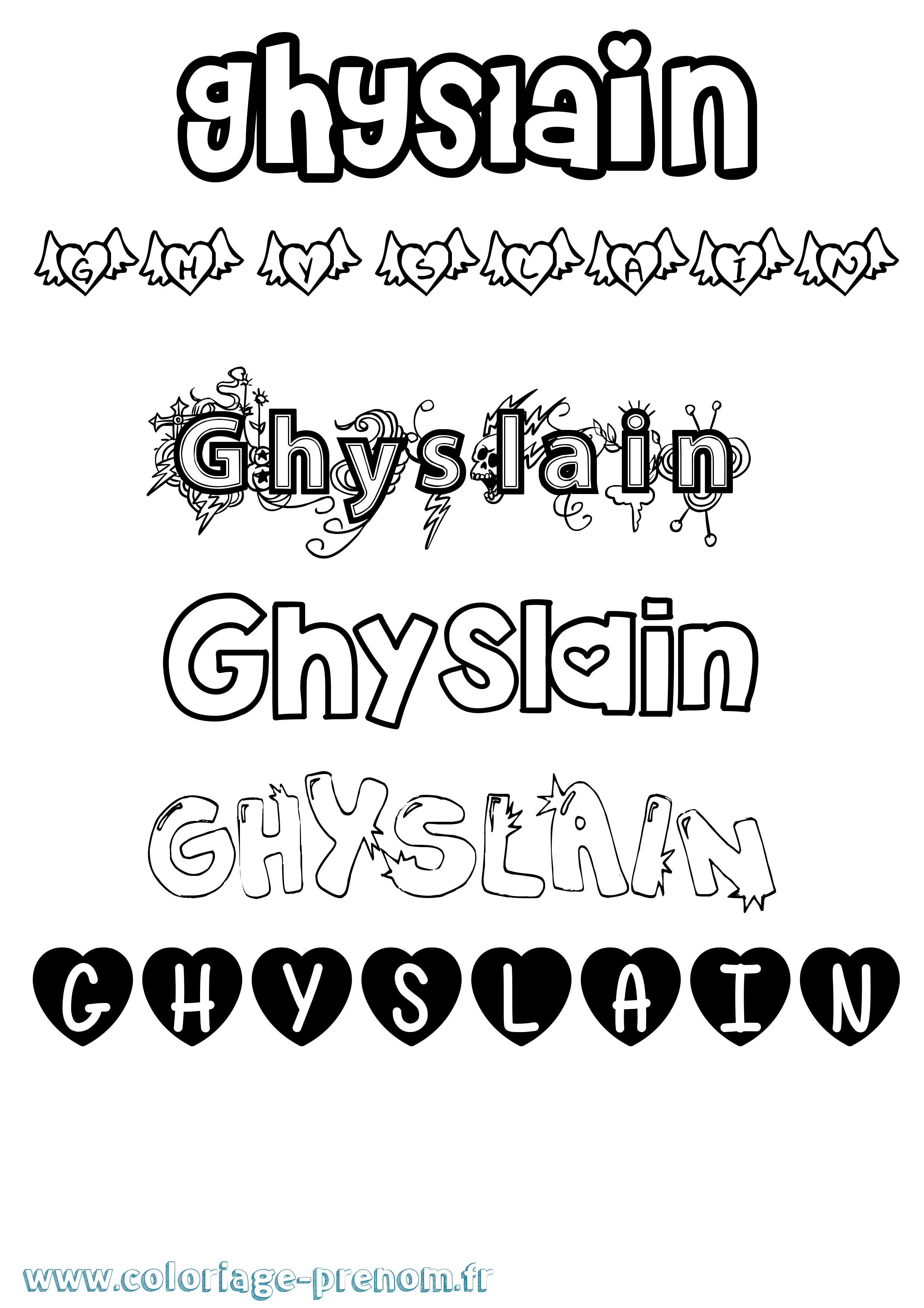 Coloriage Ghyslain Girly Coloriage prénom Ghyslain Girly