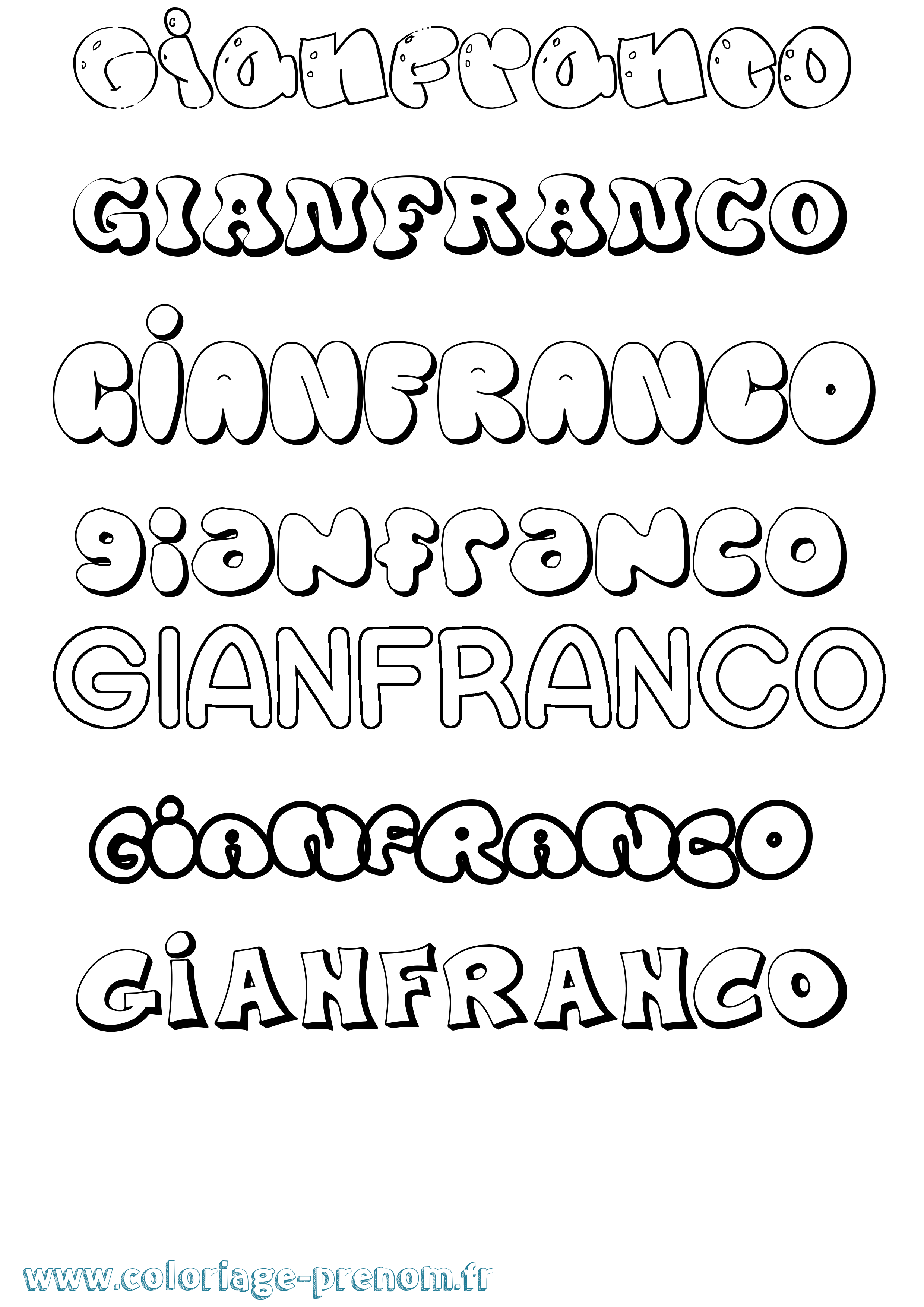Coloriage Gianfranco Bubble Coloriage prénom Gianfranco Bubble