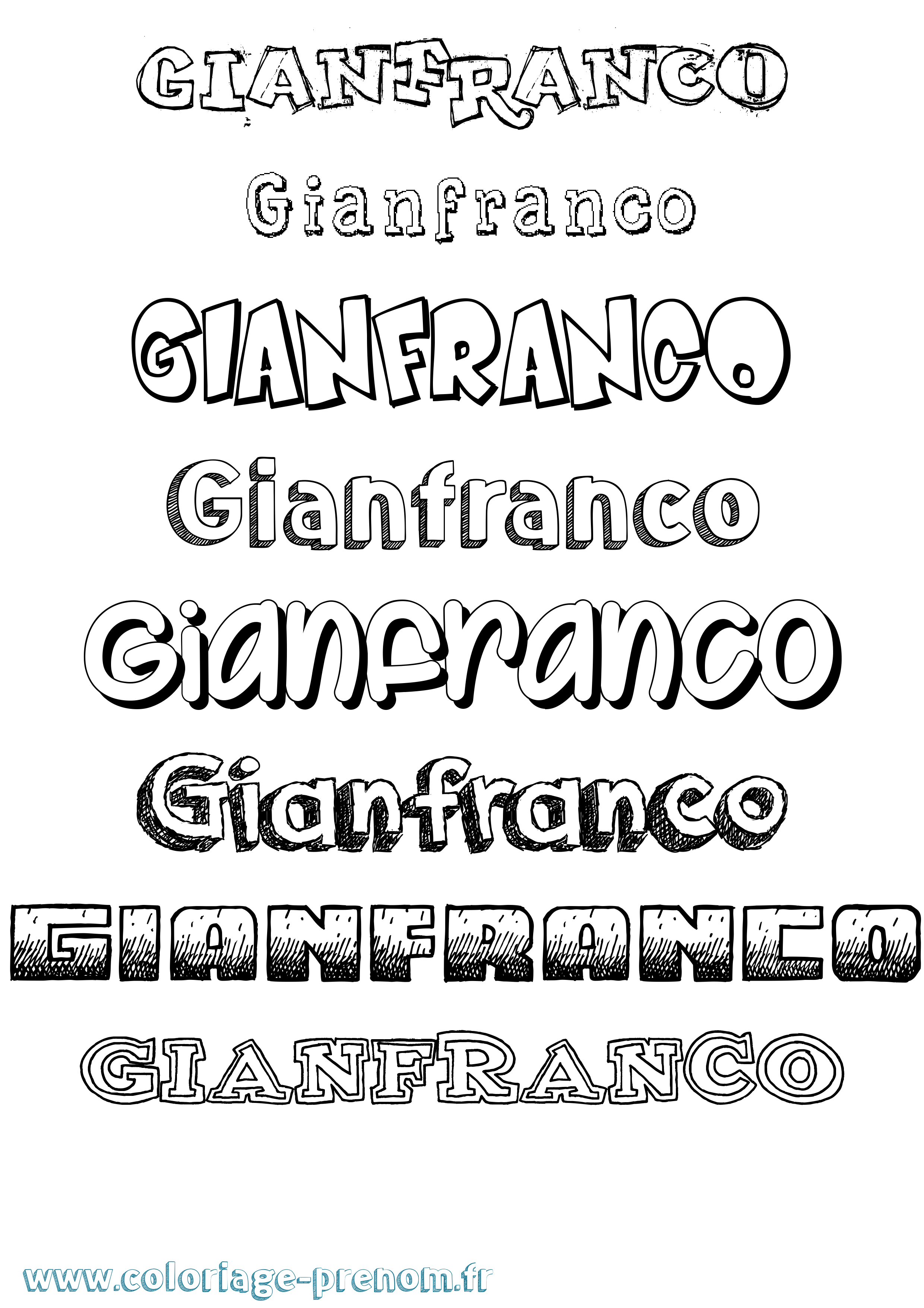 Coloriage Gianfranco Dessiné Coloriage prénom Gianfranco Dessiné