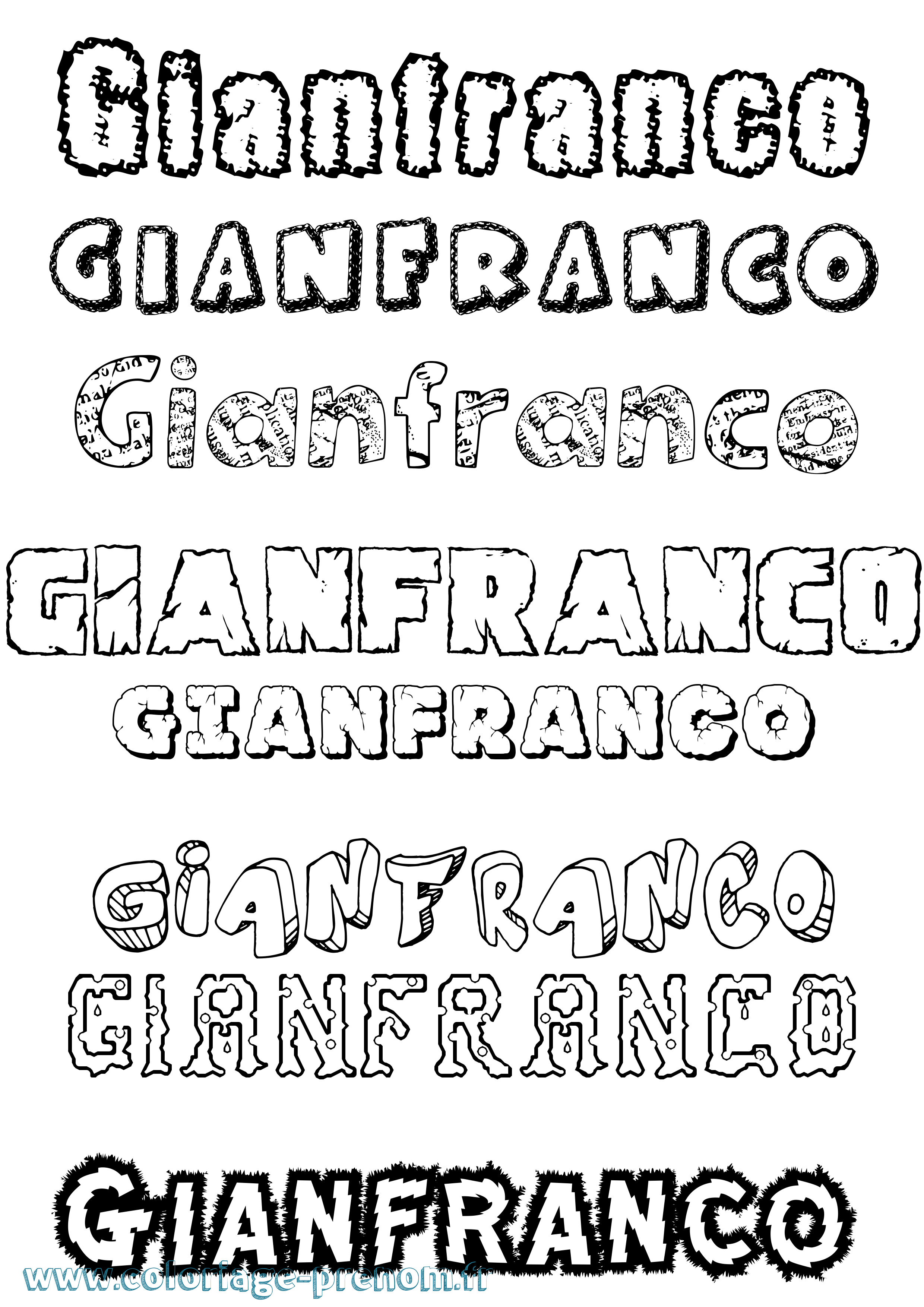 Coloriage Gianfranco Destructuré Coloriage prénom Gianfranco Destructuré