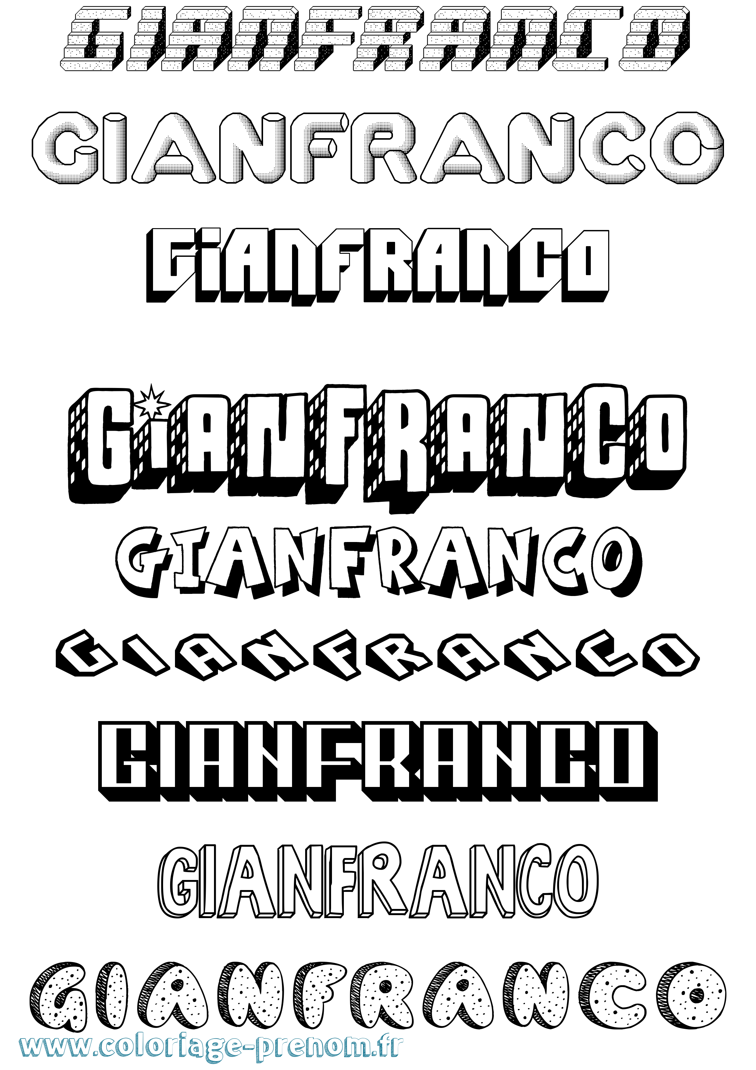 Coloriage Gianfranco Effet 3D Coloriage prénom Gianfranco Effet 3D