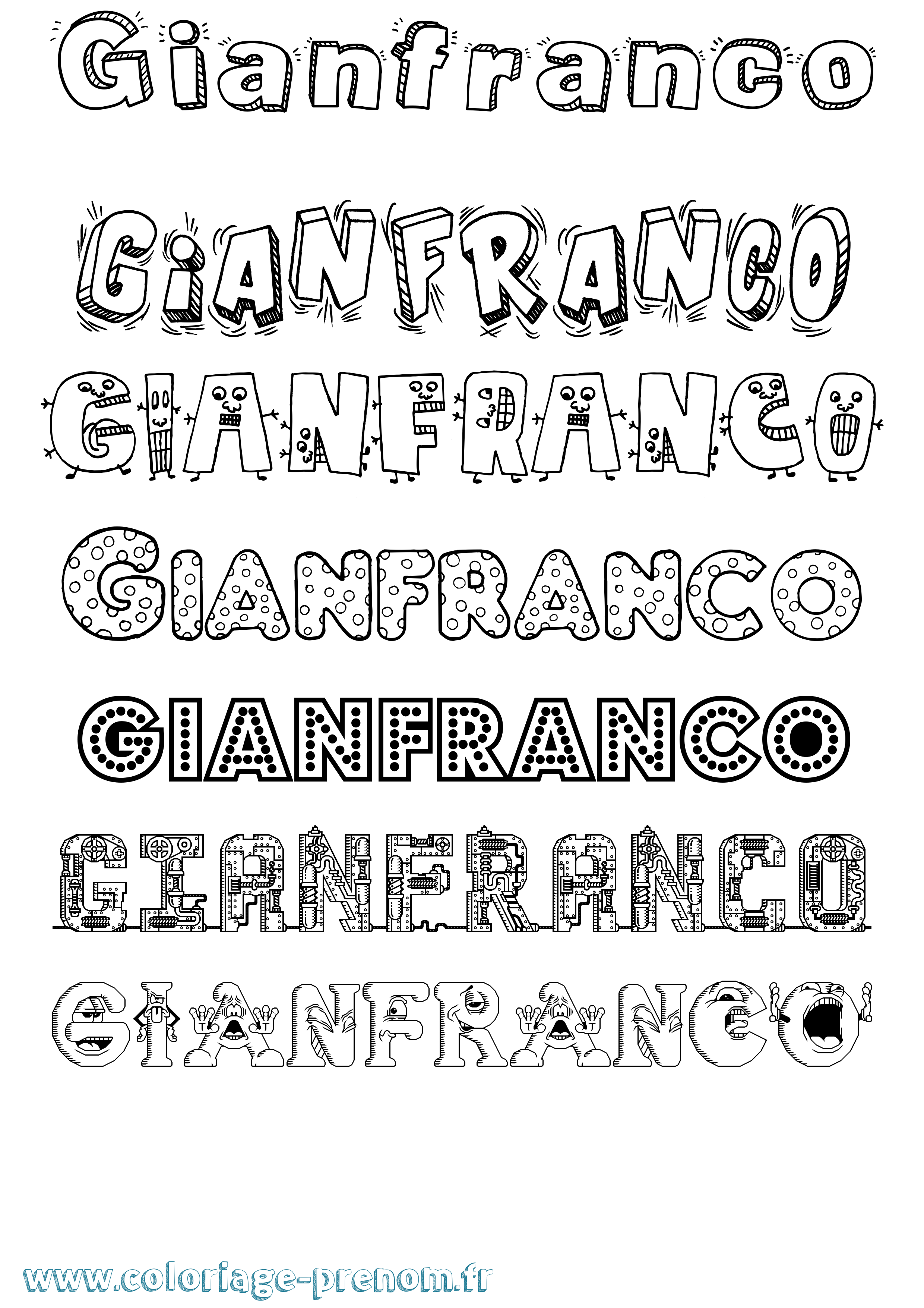 Coloriage Gianfranco Fun Coloriage prénom Gianfranco Fun