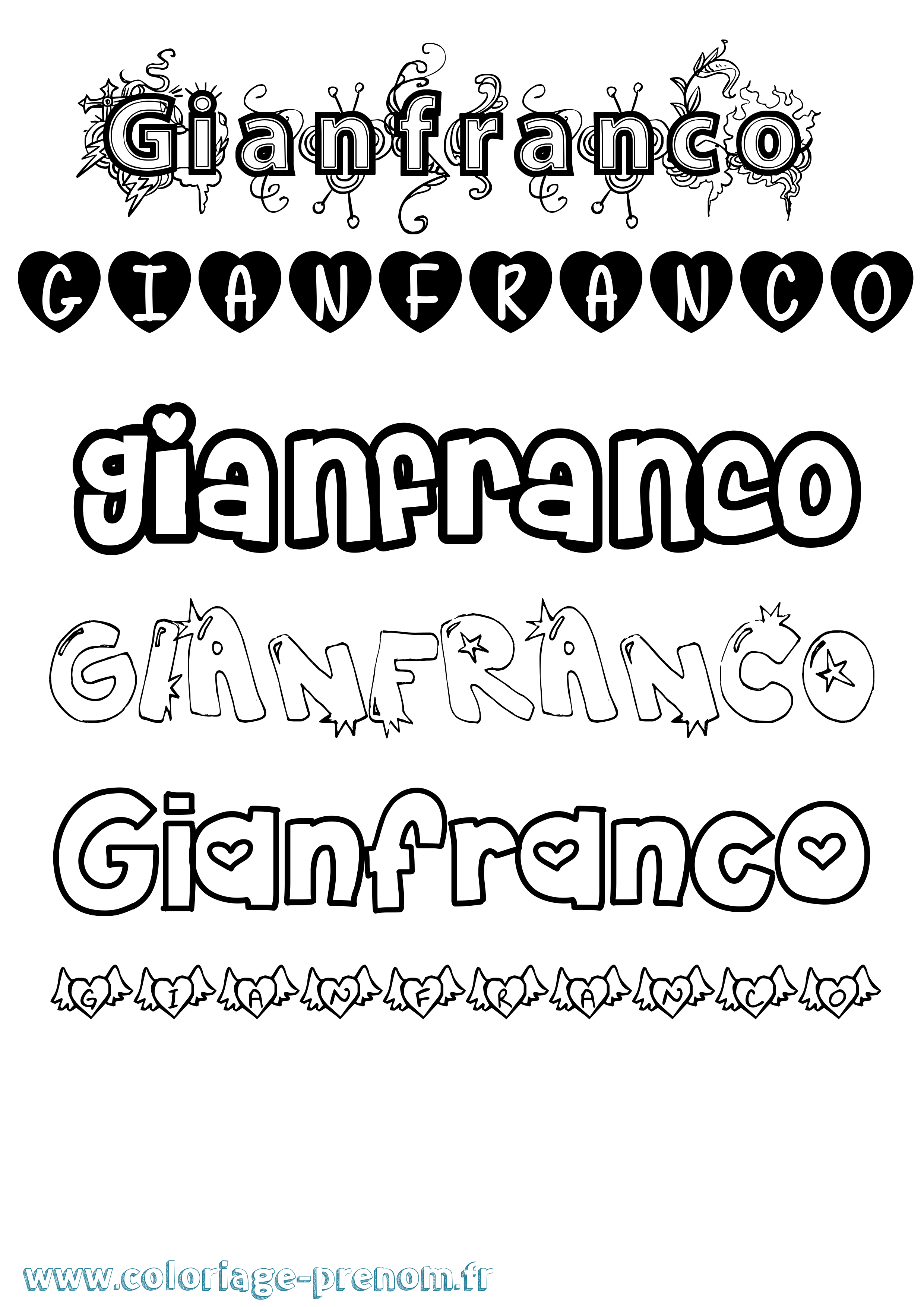 Coloriage Gianfranco Girly Coloriage prénom Gianfranco Girly