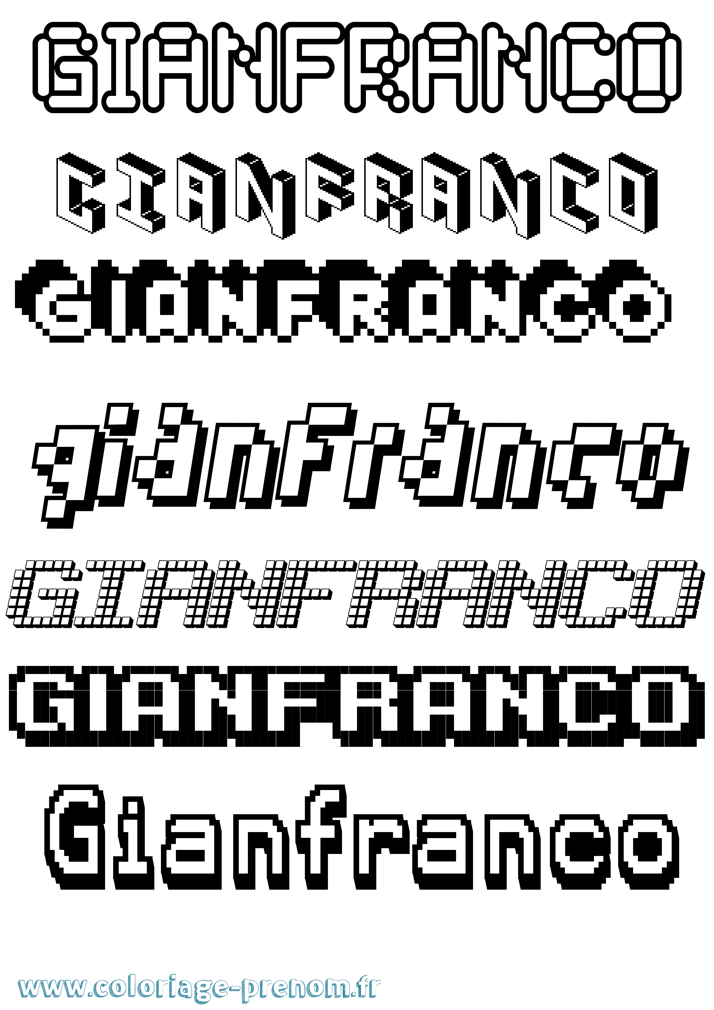 Coloriage Gianfranco Pixel Coloriage prénom Gianfranco Pixel