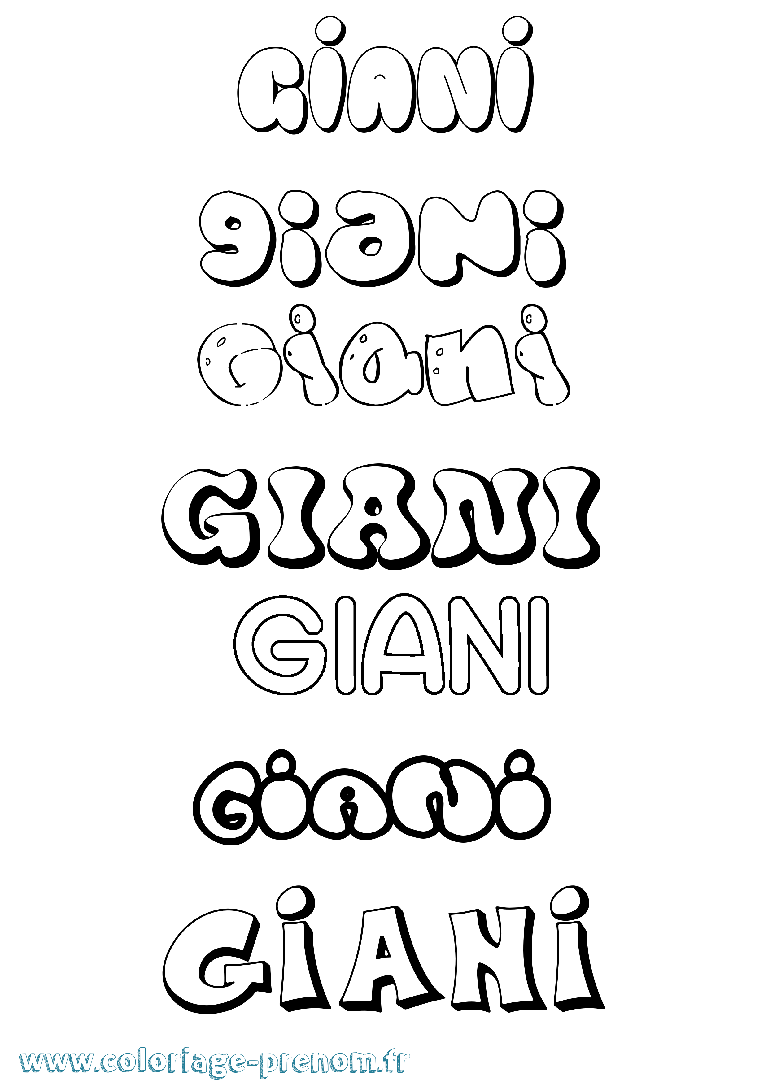 Coloriage Giani Bubble Coloriage prénom Giani Bubble