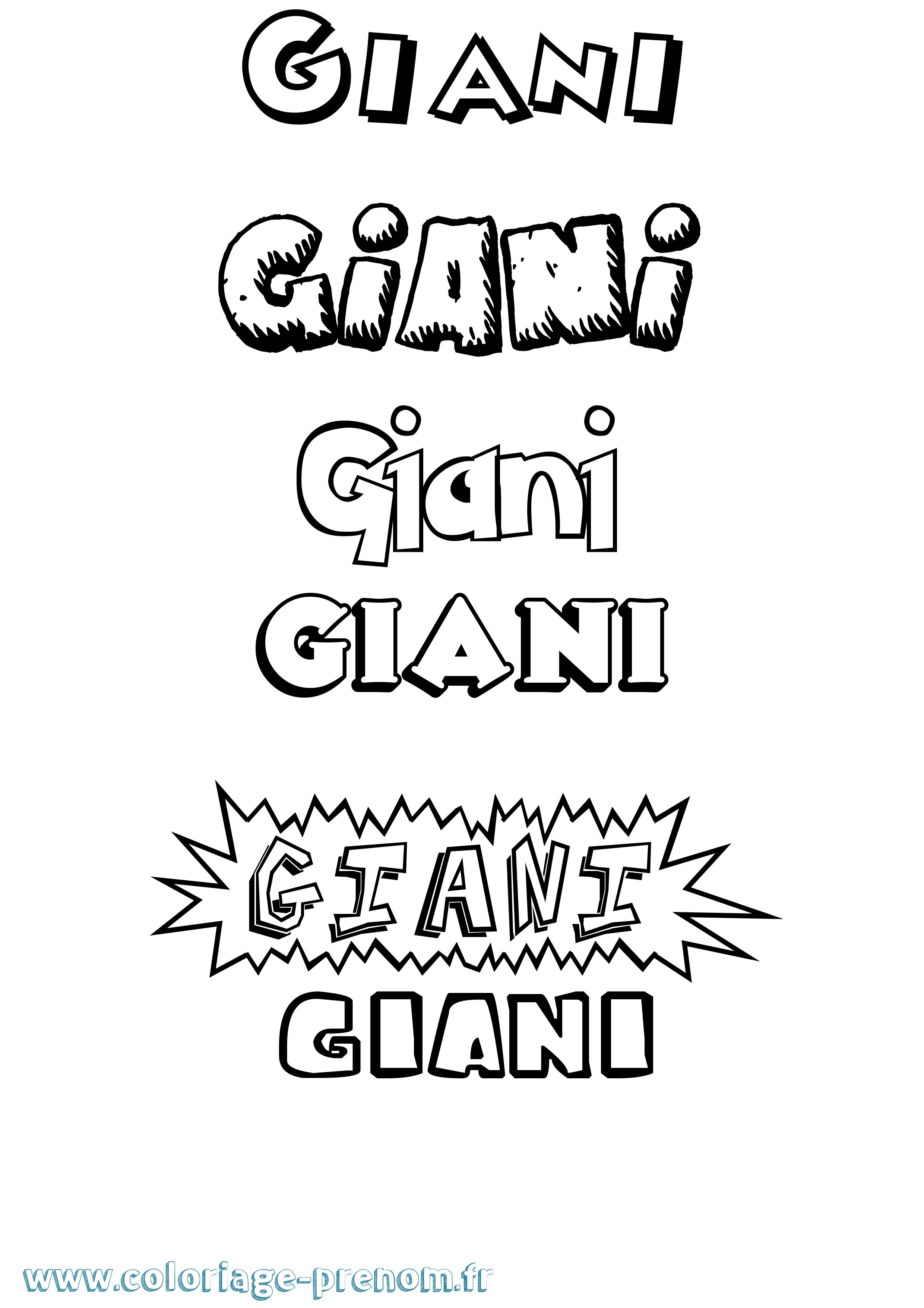 Coloriage Giani Dessin Animé Coloriage prénom Giani Dessin Animé