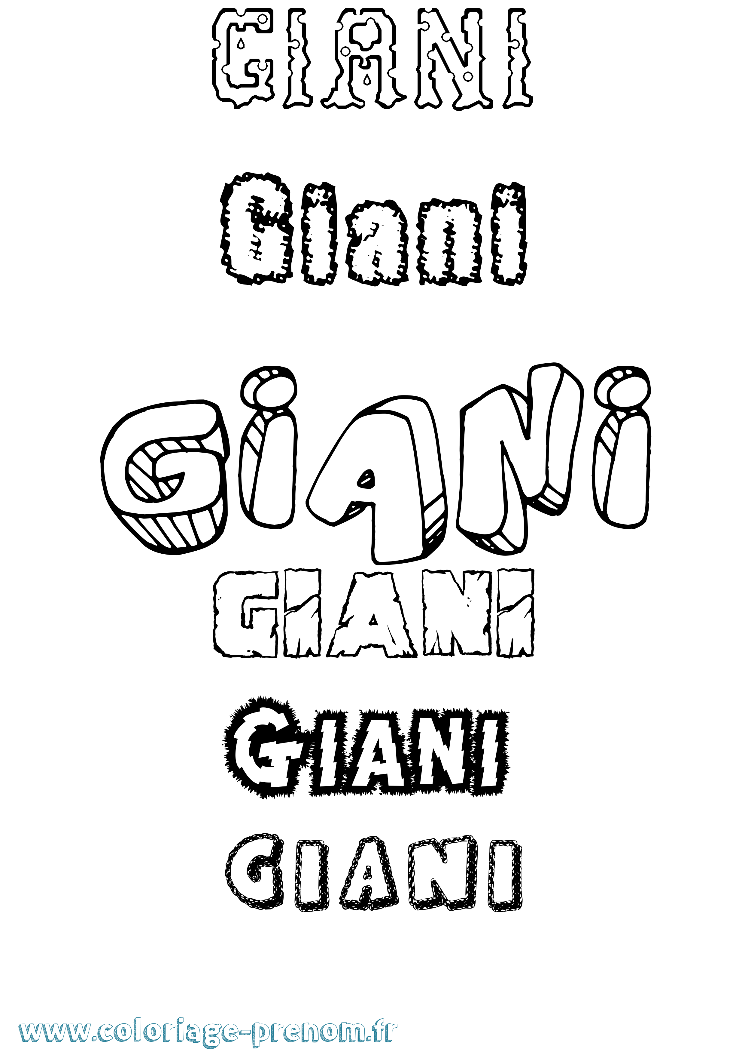 Coloriage Giani Destructuré Coloriage prénom Giani Destructuré