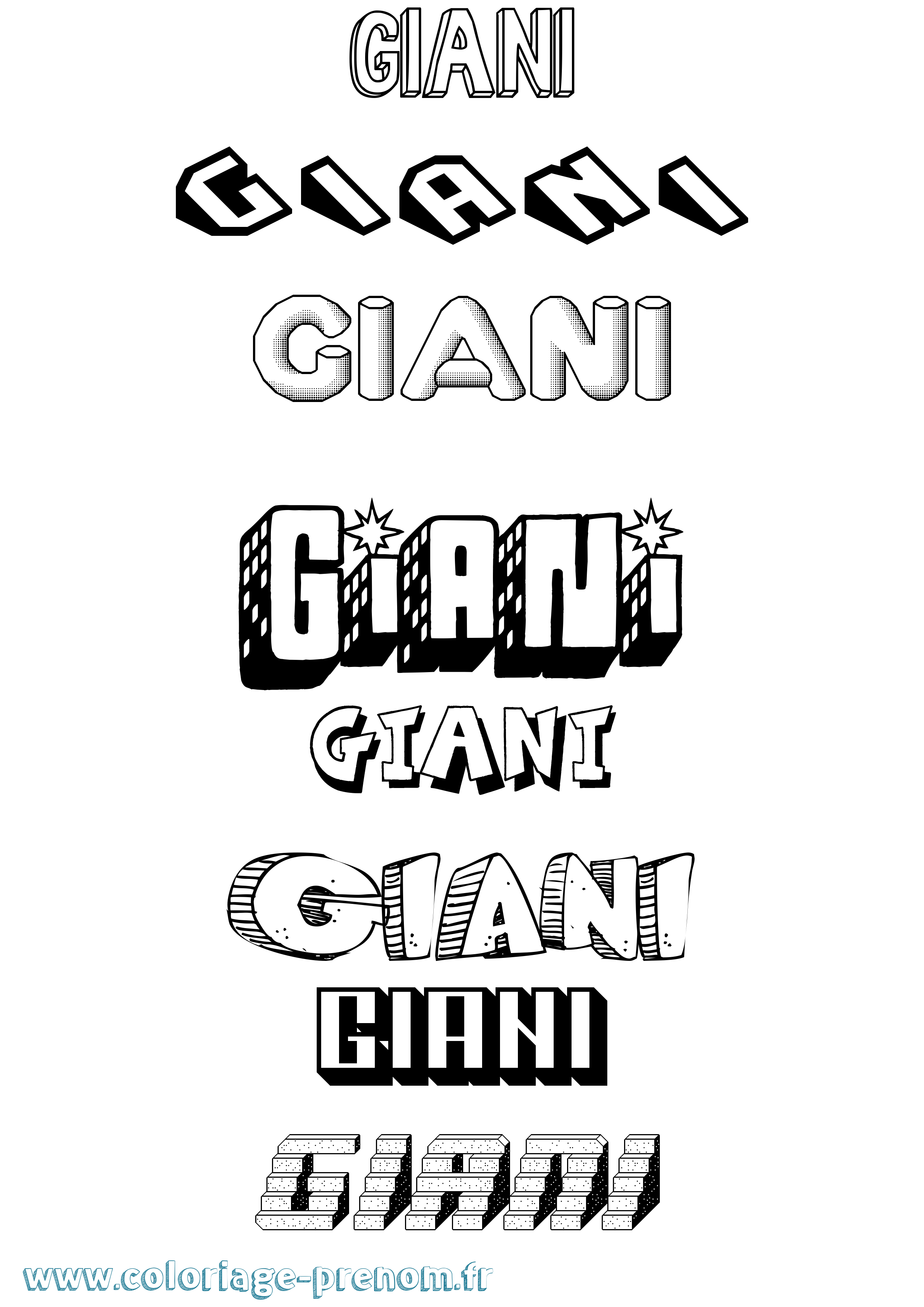 Coloriage Giani Effet 3D Coloriage prénom Giani Effet 3D
