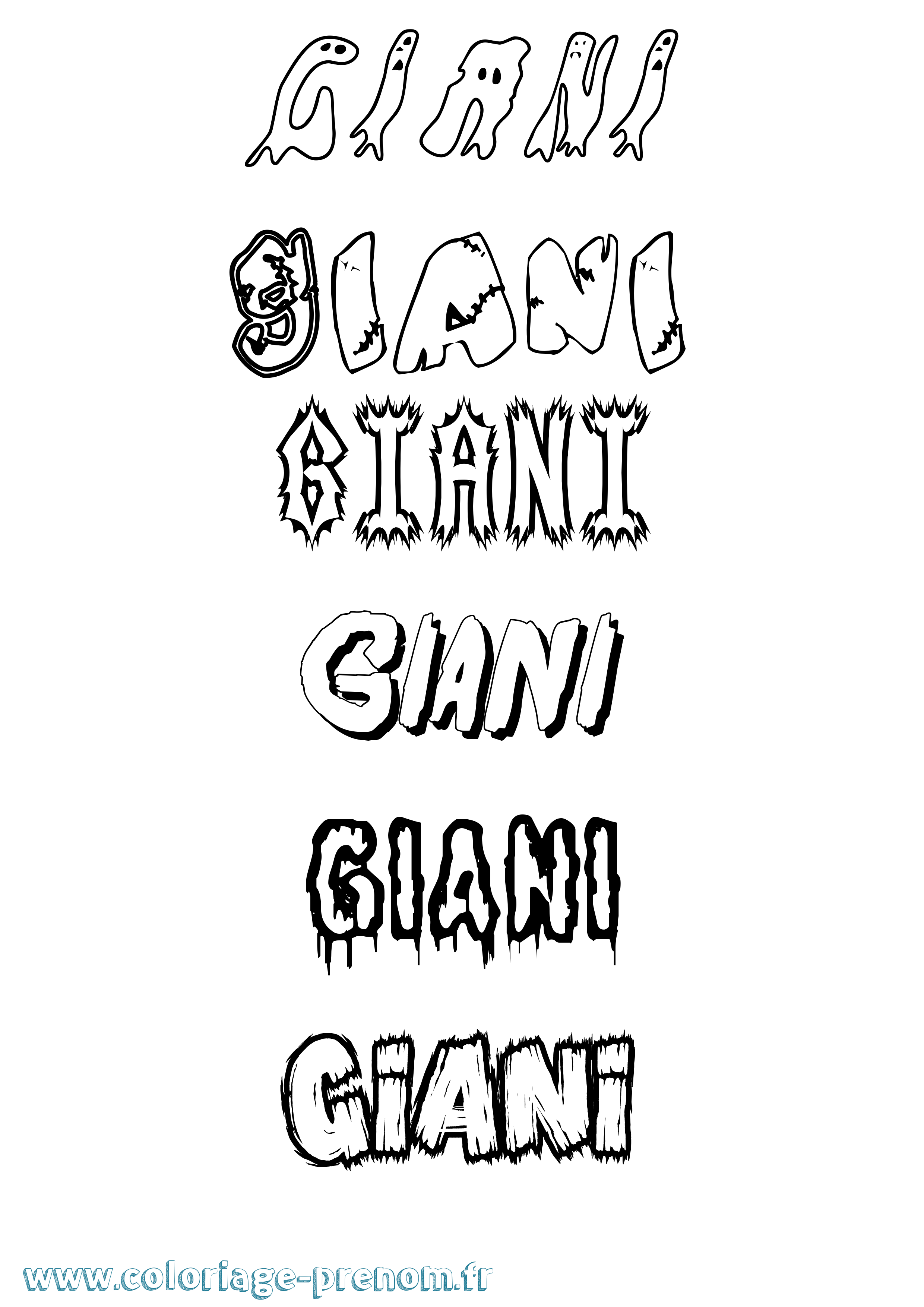 Coloriage Giani Frisson Coloriage prénom Giani Frisson