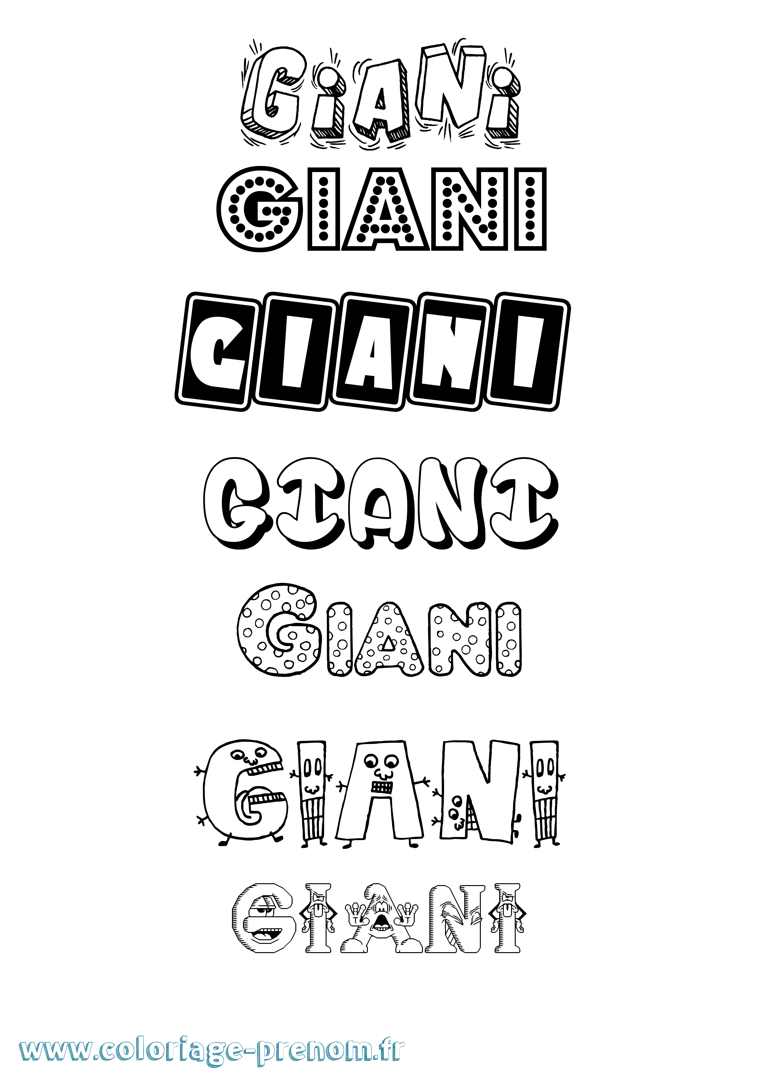 Coloriage Giani Fun Coloriage prénom Giani Fun