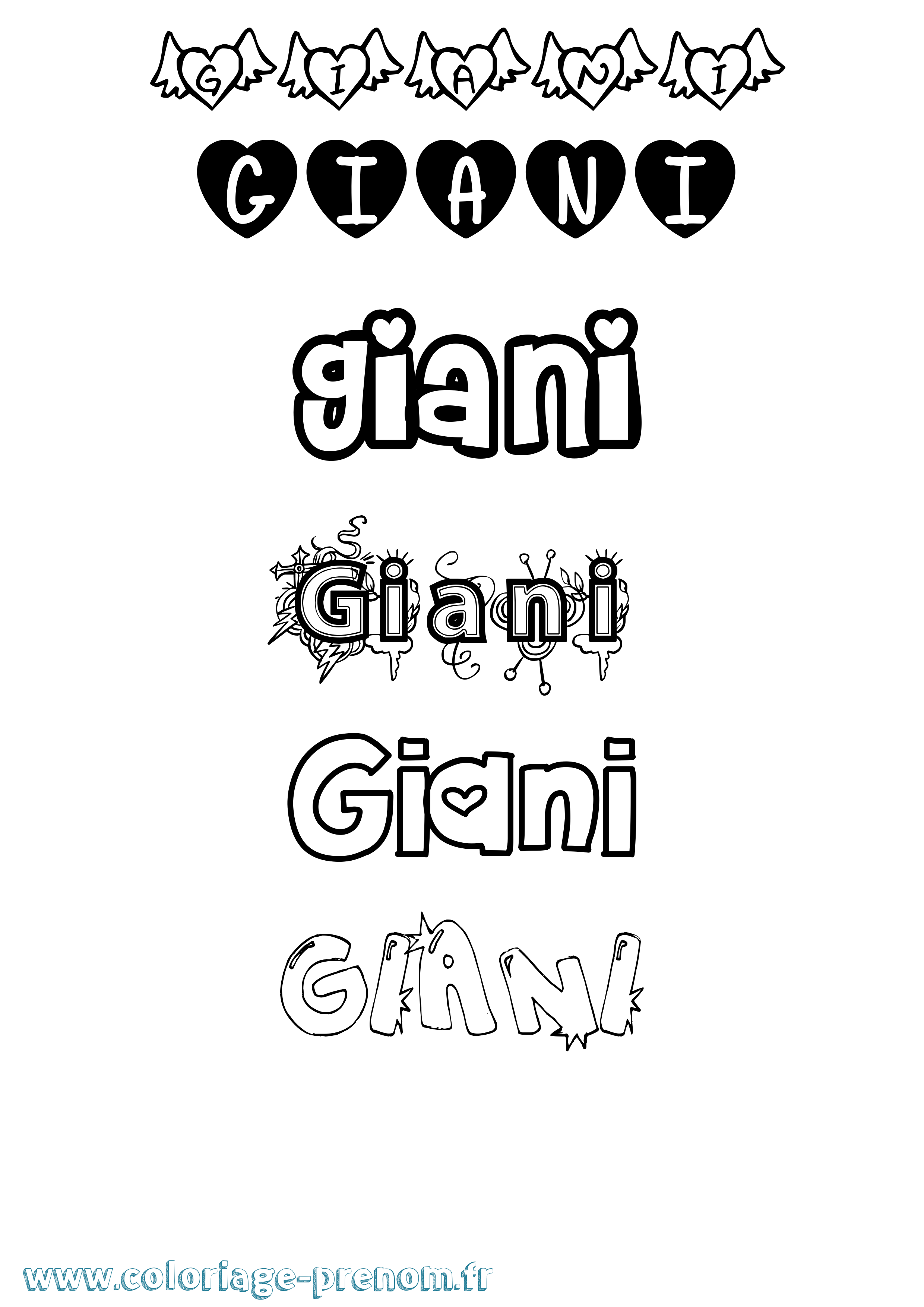 Coloriage Giani Girly Coloriage prénom Giani Girly