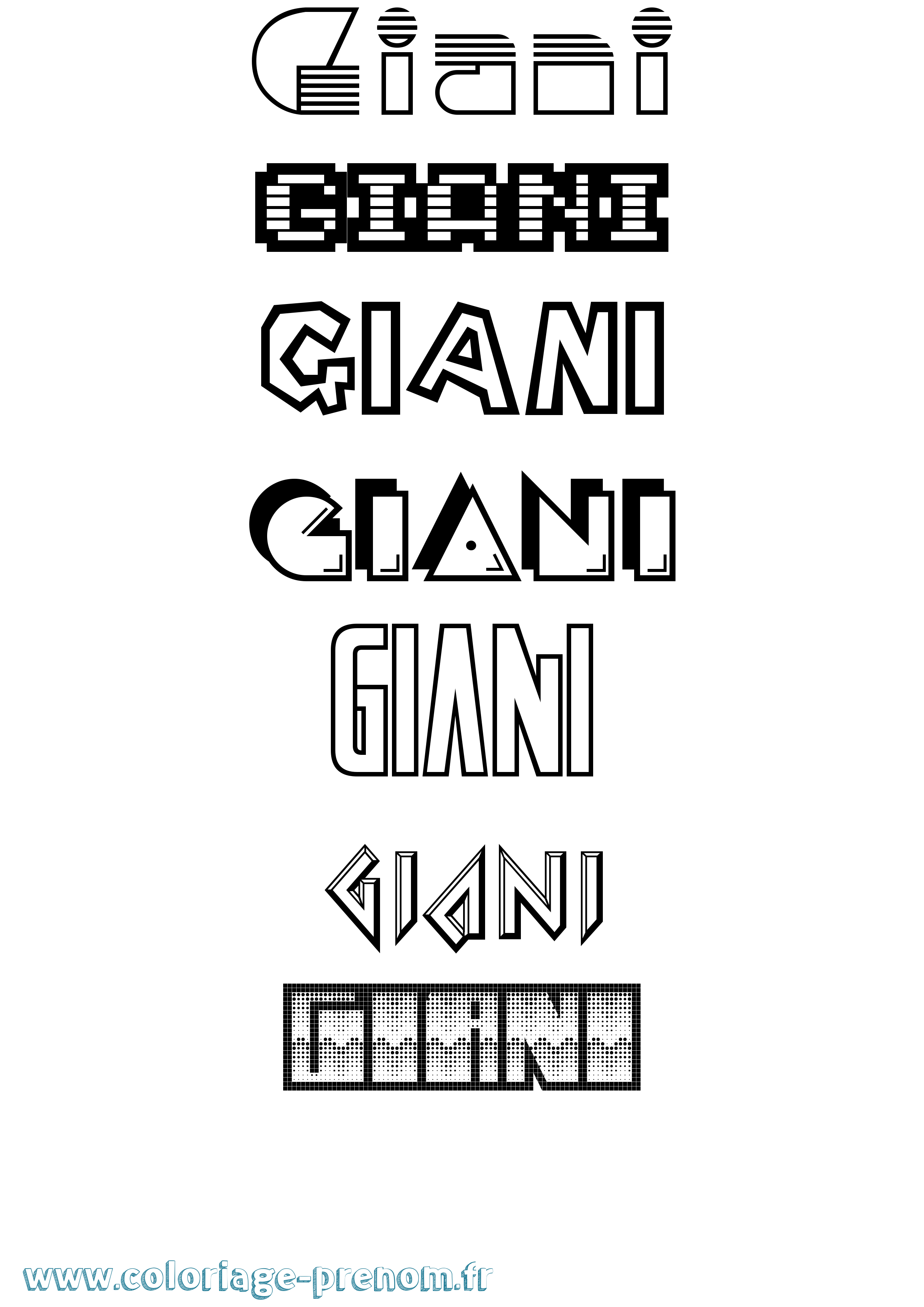 Coloriage Giani Jeux Vidéos Coloriage prénom Giani Jeux Vidéos