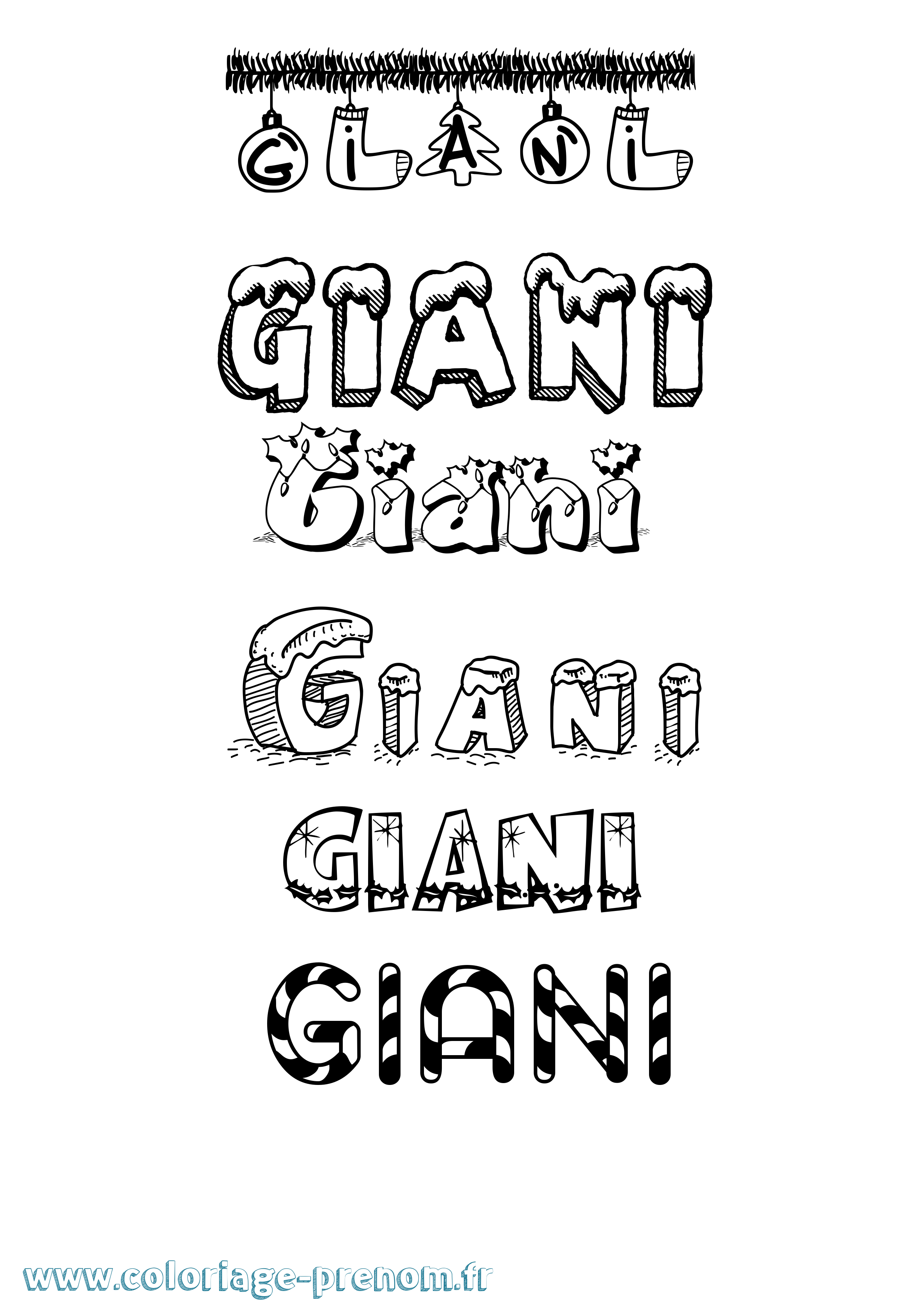 Coloriage Giani Noël Coloriage prénom Giani Noël