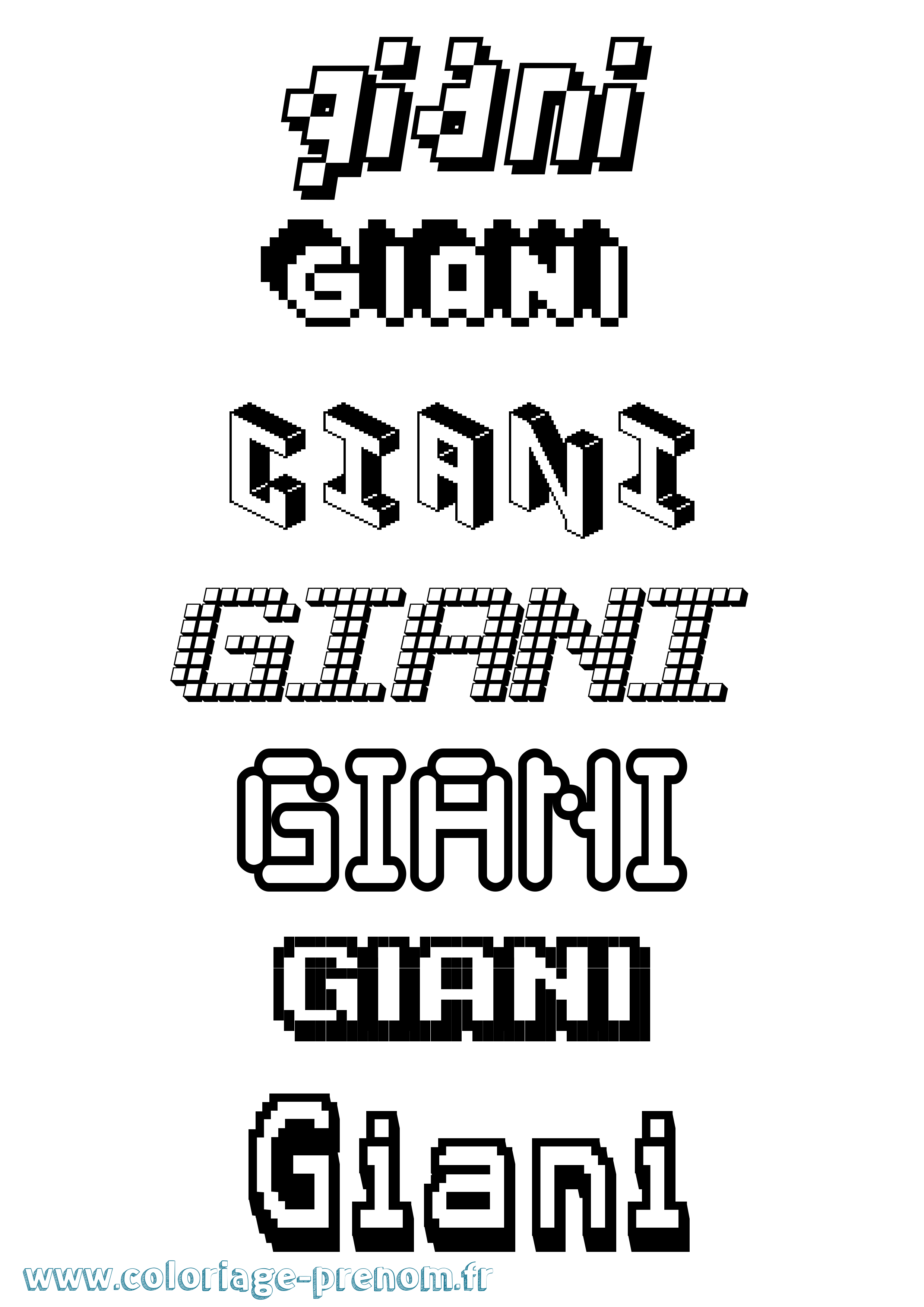 Coloriage Giani Pixel Coloriage prénom Giani Pixel